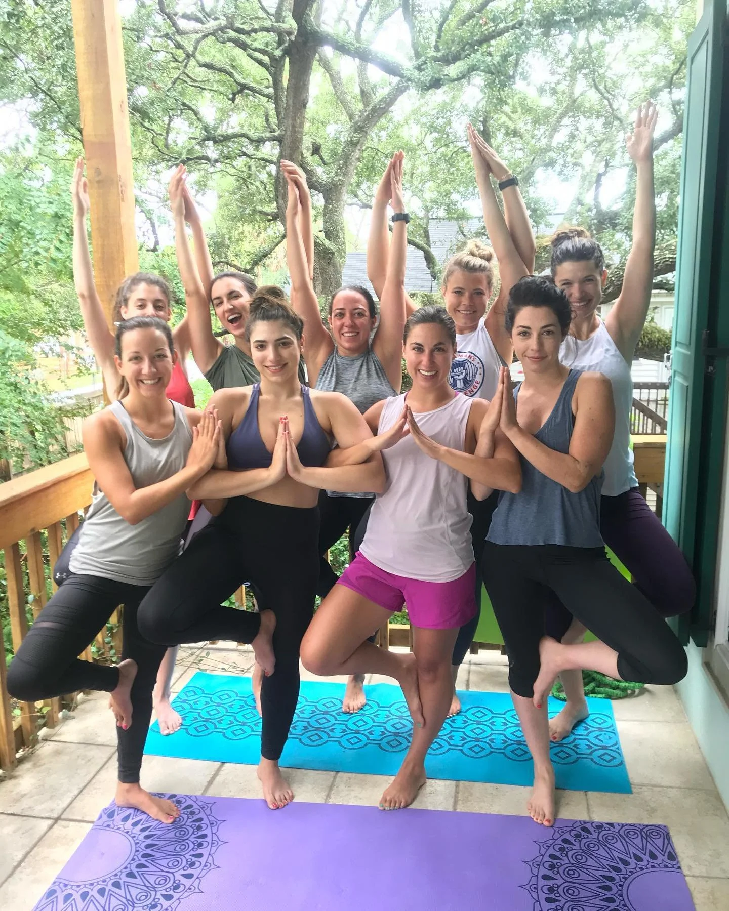 Private yoga session at a Folly Beach vacation rental in Charleston, South Carolina.