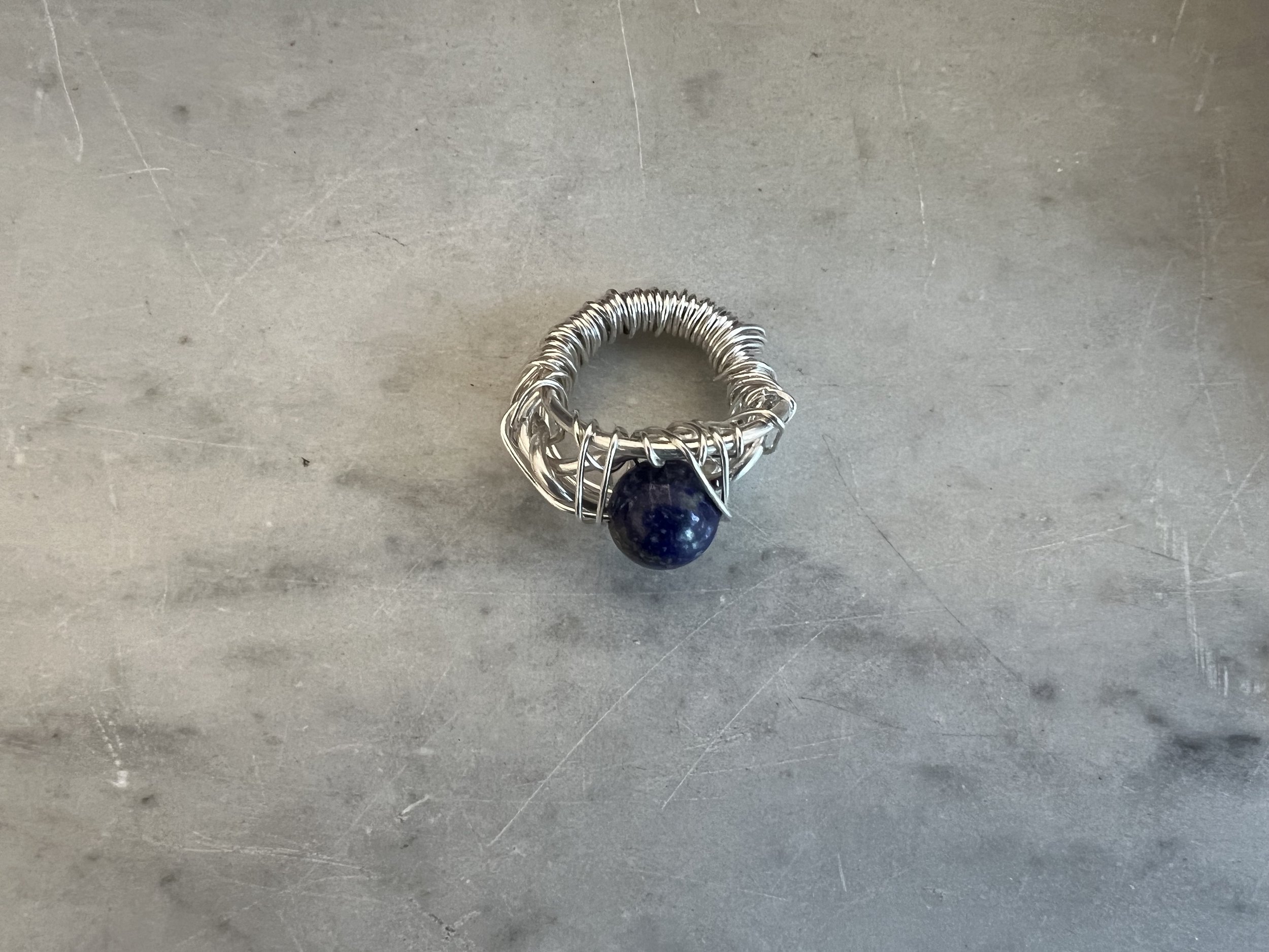 Blue Lapis wire wrapped Ring