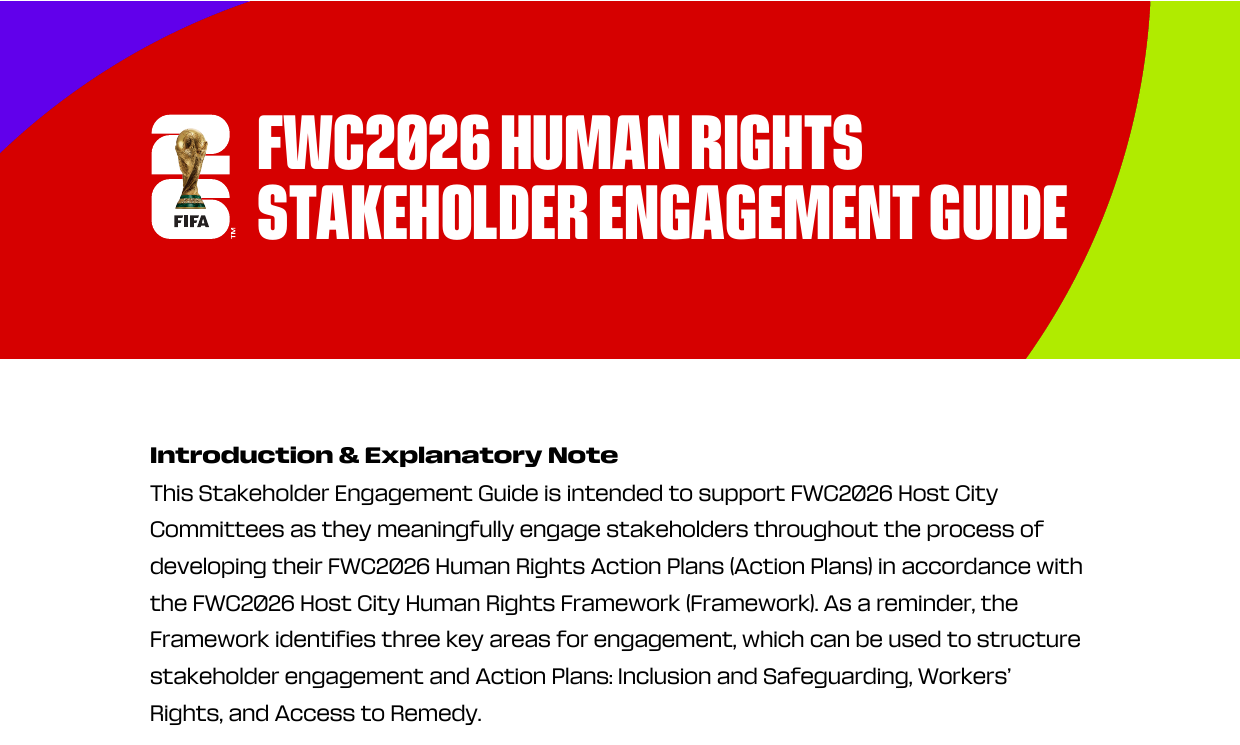 FIFA human rights advisory and stakeholder engagement guide cover