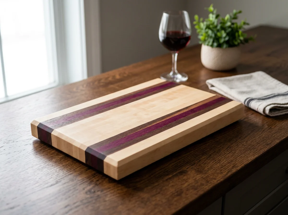 Cutting Board - Maple, Walnut & Purple Heart