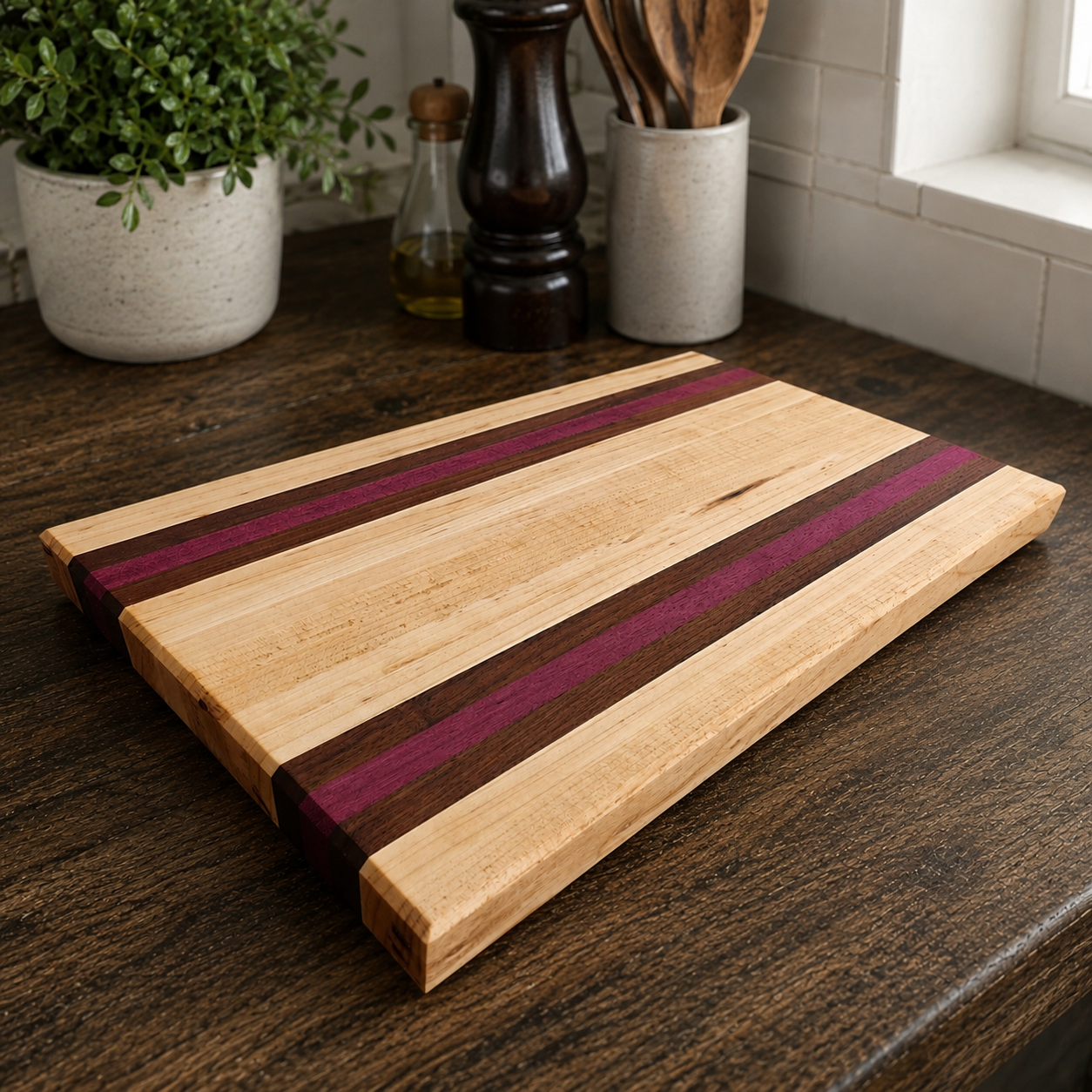 Cutting Board - Maple, Purple Heart, Walnut