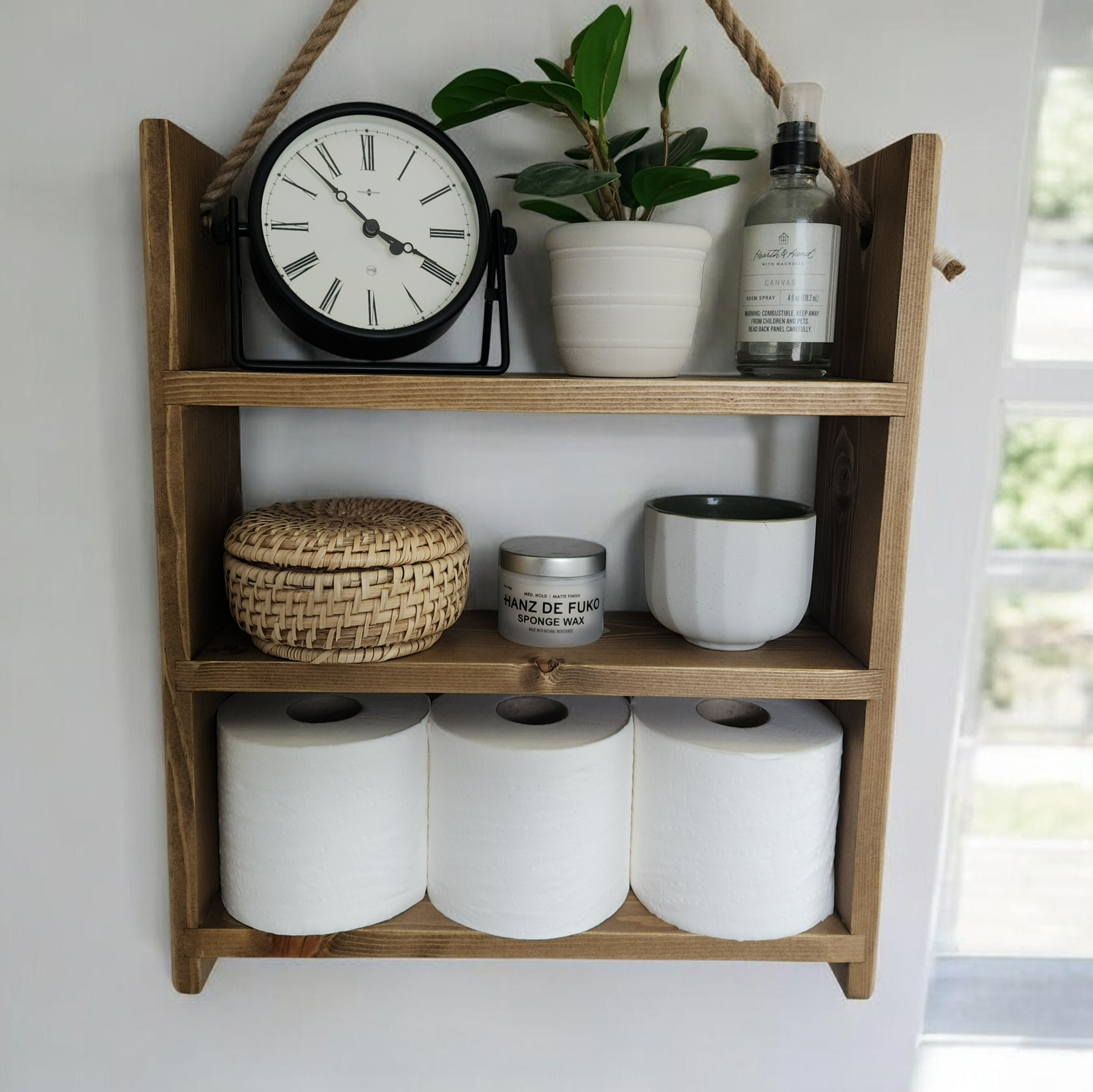 Three-Tier Rope Hanging Bathroom Shelf