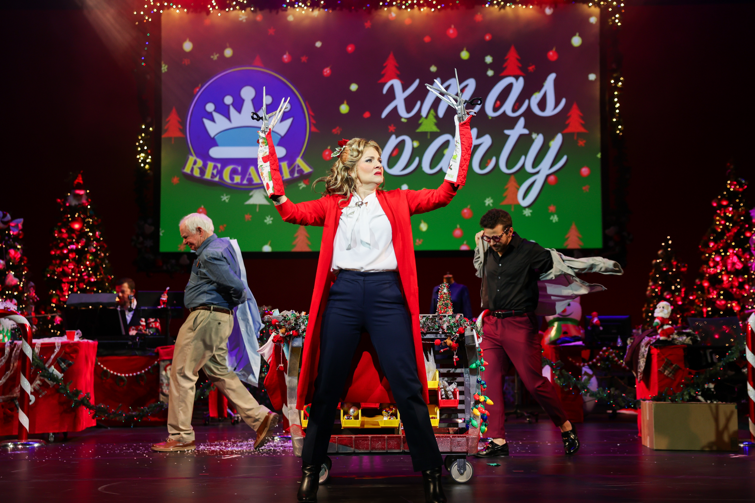 14 TUTS_Julia Krohn as Cheryl, Kevin Cooney as Charlie and Nicolas Garza as Niles in The Ugly Xmas Sweater Musical_Photo by Melissa Taylor.png