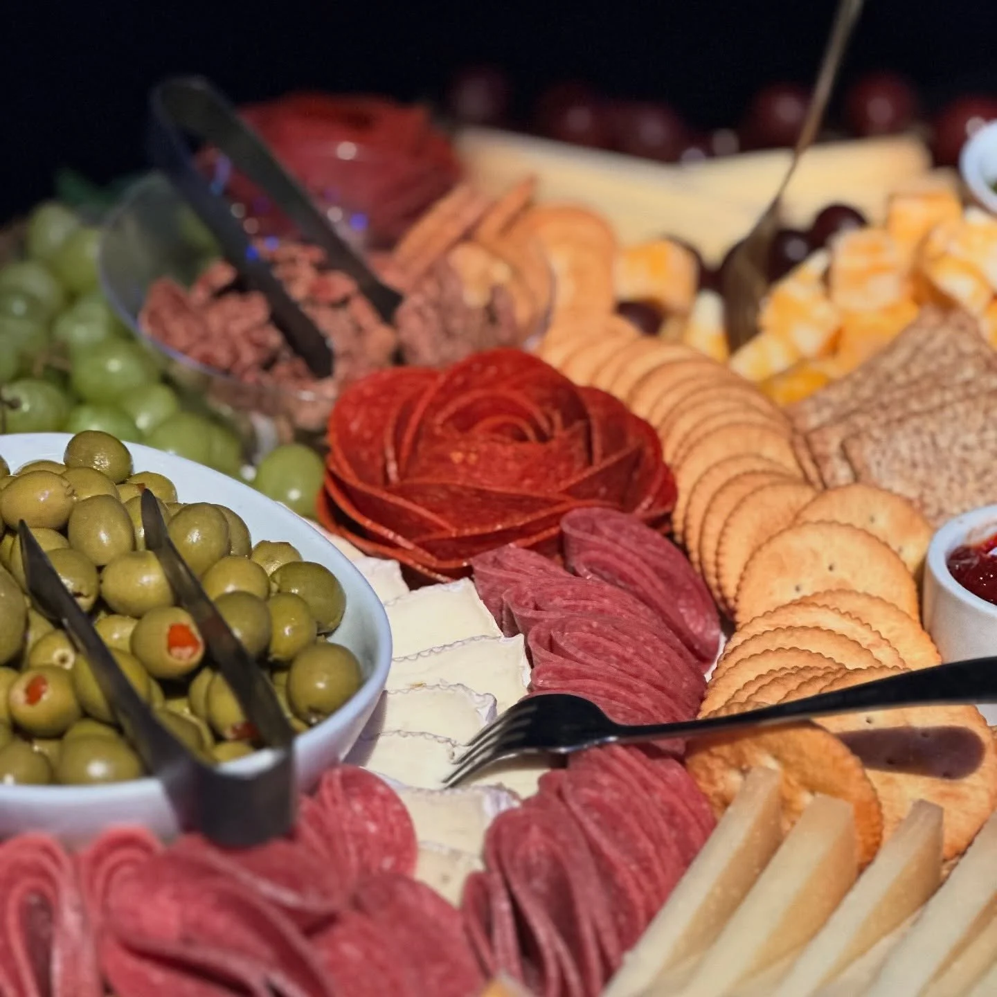 Say cheese! 🧀Celebrating National Cheese Lovers Day with our charcuterie boards that are as beautiful as they are delicious. Perfectly paired, perfectly crafted, just for you! 🧀🍇 
#cateringelegance #okccatering #cheeseloversday #charcuterieboard #