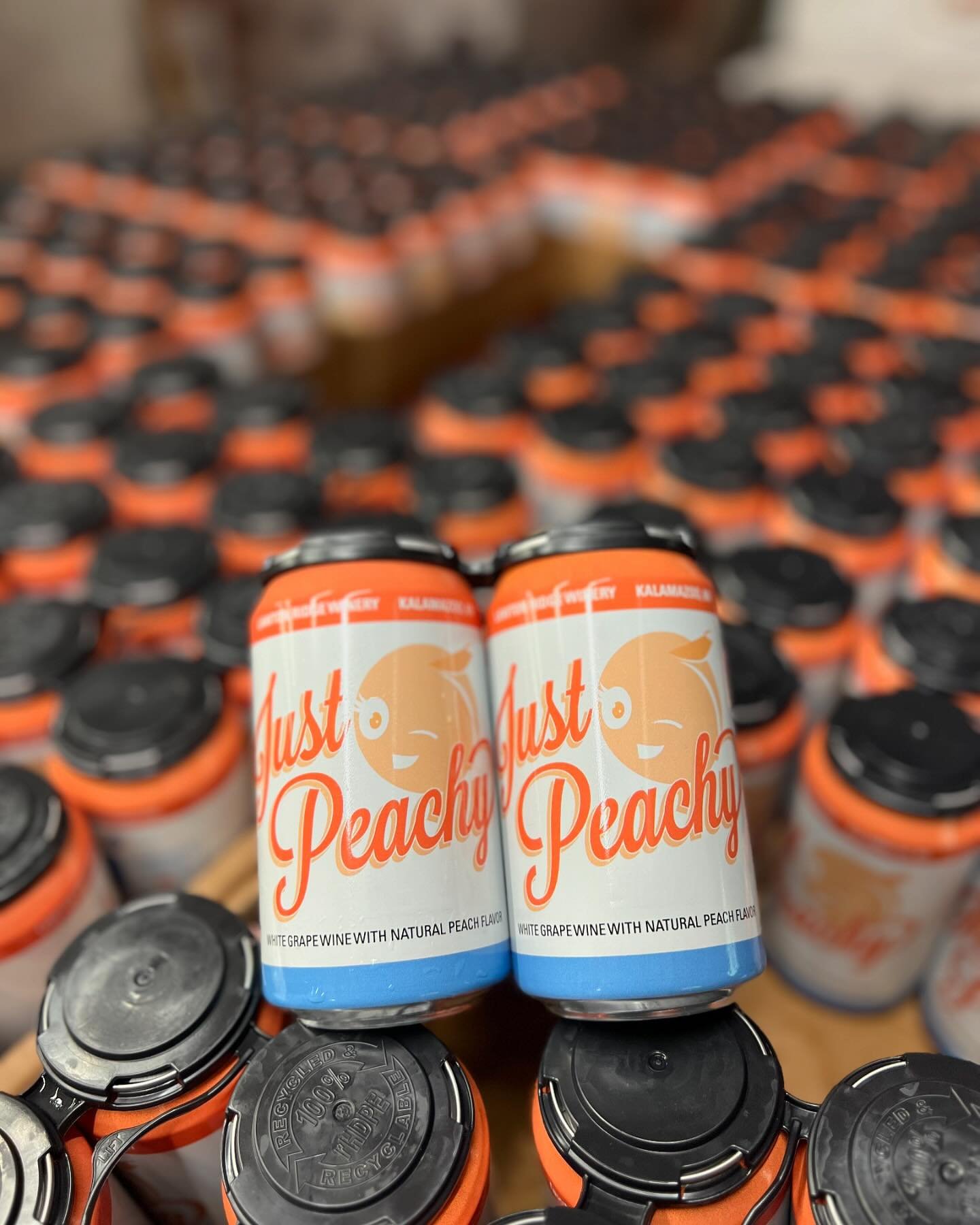 Just Peachy cans are back! These 12 oz cans are the equivalent of two glasses of wine. Cans are ideal for wherever your Michigan summer adventures take you, whether it&rsquo;s the lake or the trails. Now available in the tasting room and at both @kal