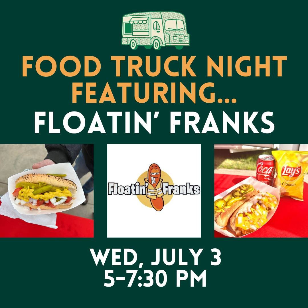 What's more American on the 4th of July than eating hot dogs and hamburgers?! We're welcoming Floatin' Franks to the winery this Wednesday, July 3 from 5-7:30 pm. Pair your dog or burger with our locally crafted wine or cider for a pleasant evening o