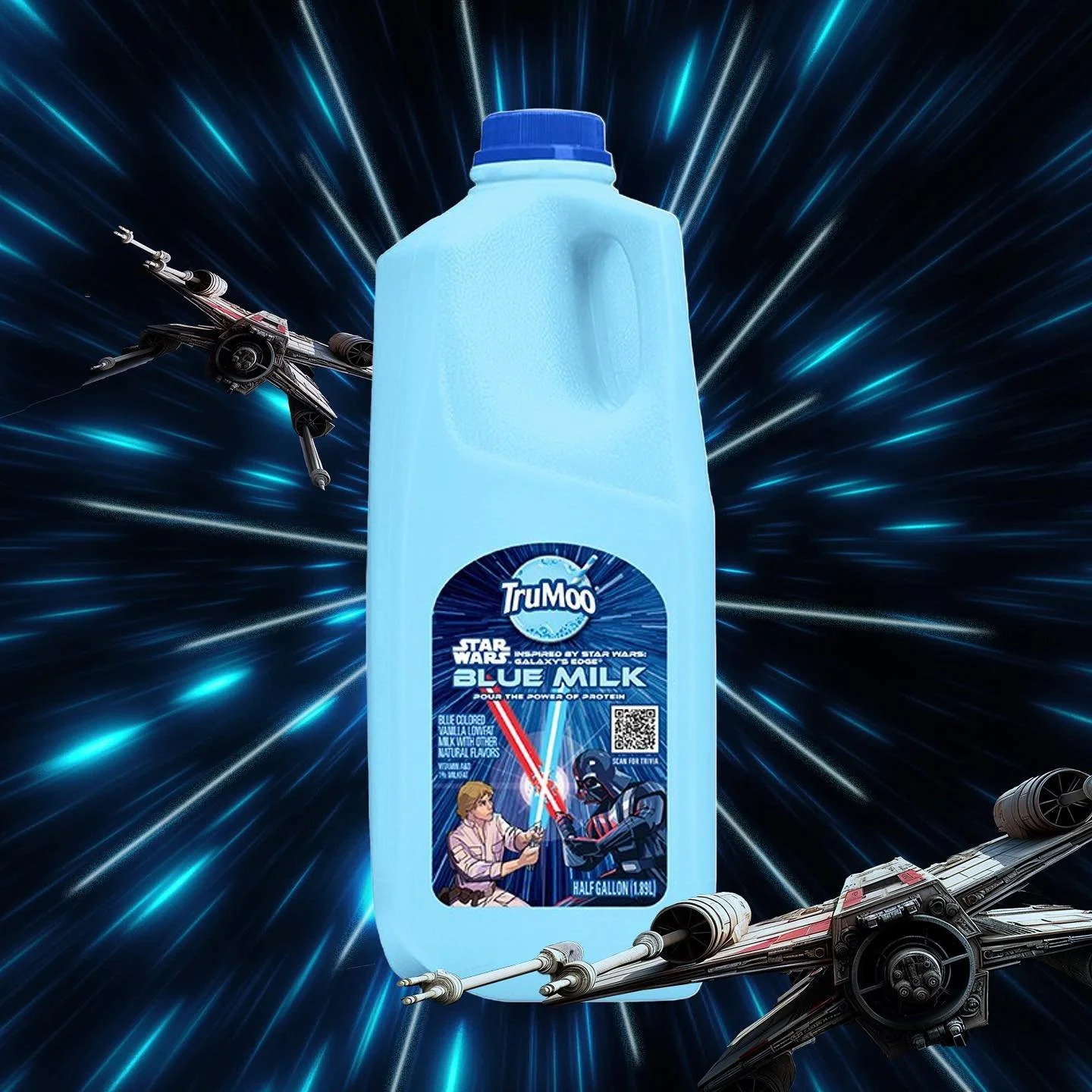 Our design for Star Wars Blue Milk is launching in stores today!! Try this, you must! 🪐 #starwars #starwarsdesign #bluemilk #starwarsbluemilk #banthamilk