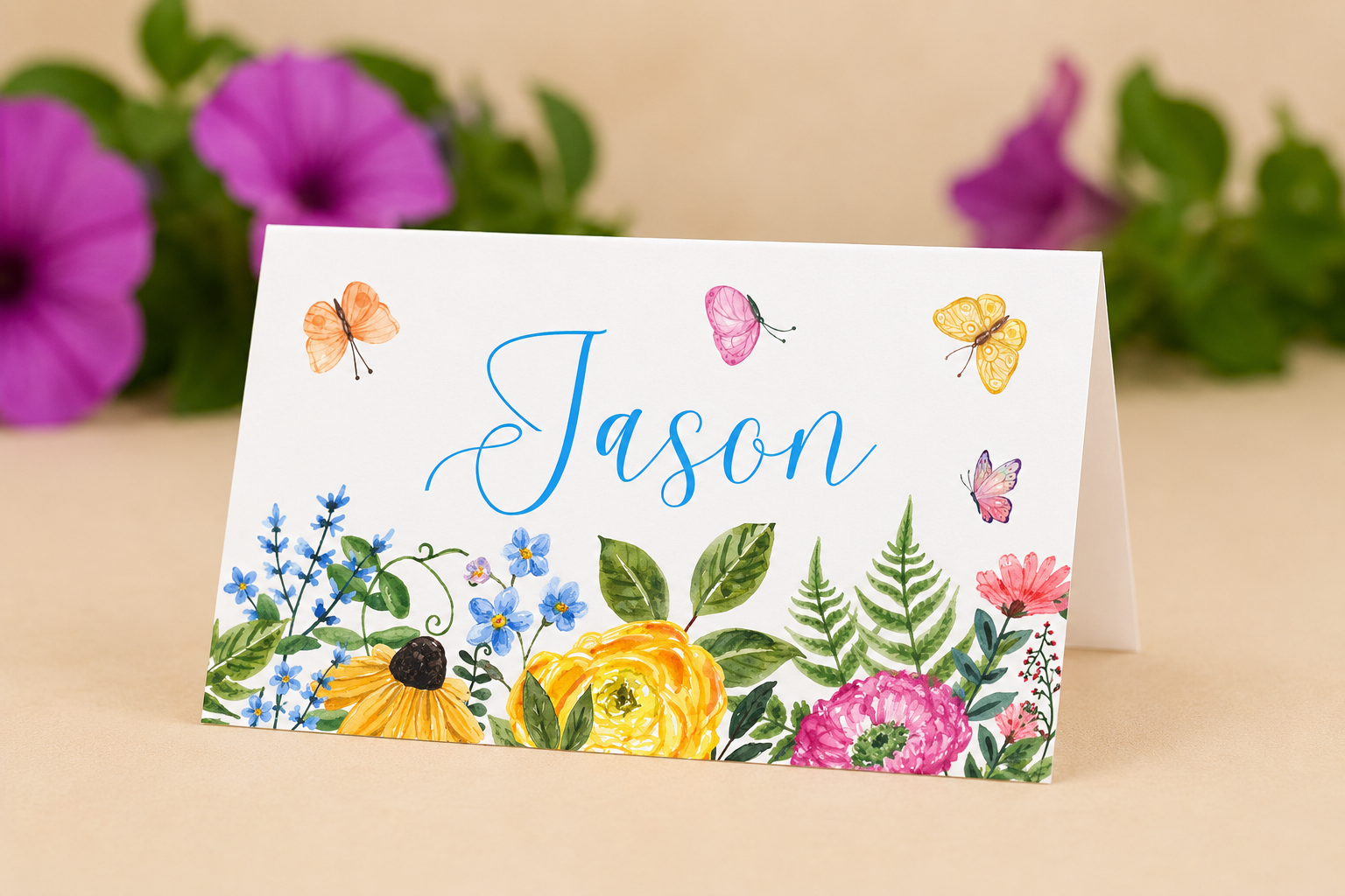 Printed butterfly place cards