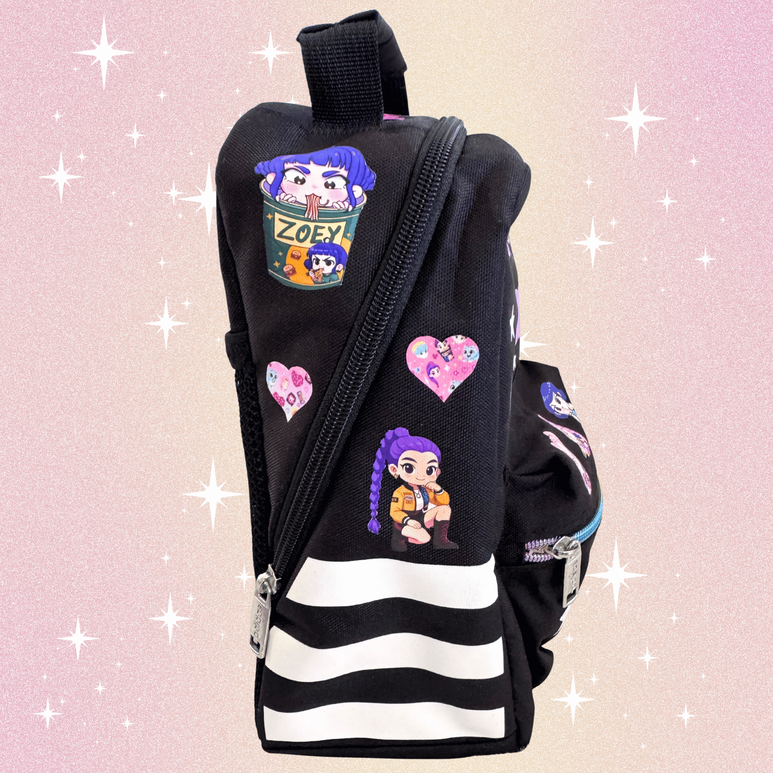 Personalized Huntrix Adidas kids lunch bag with name, K-pop Demon Hunters inspired design, insulated school lunch bag for kids