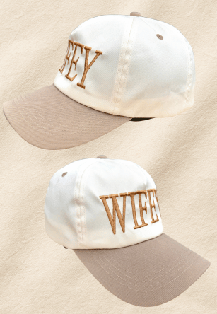 Embroidered Wifey baseball cap for brides and newlyweds