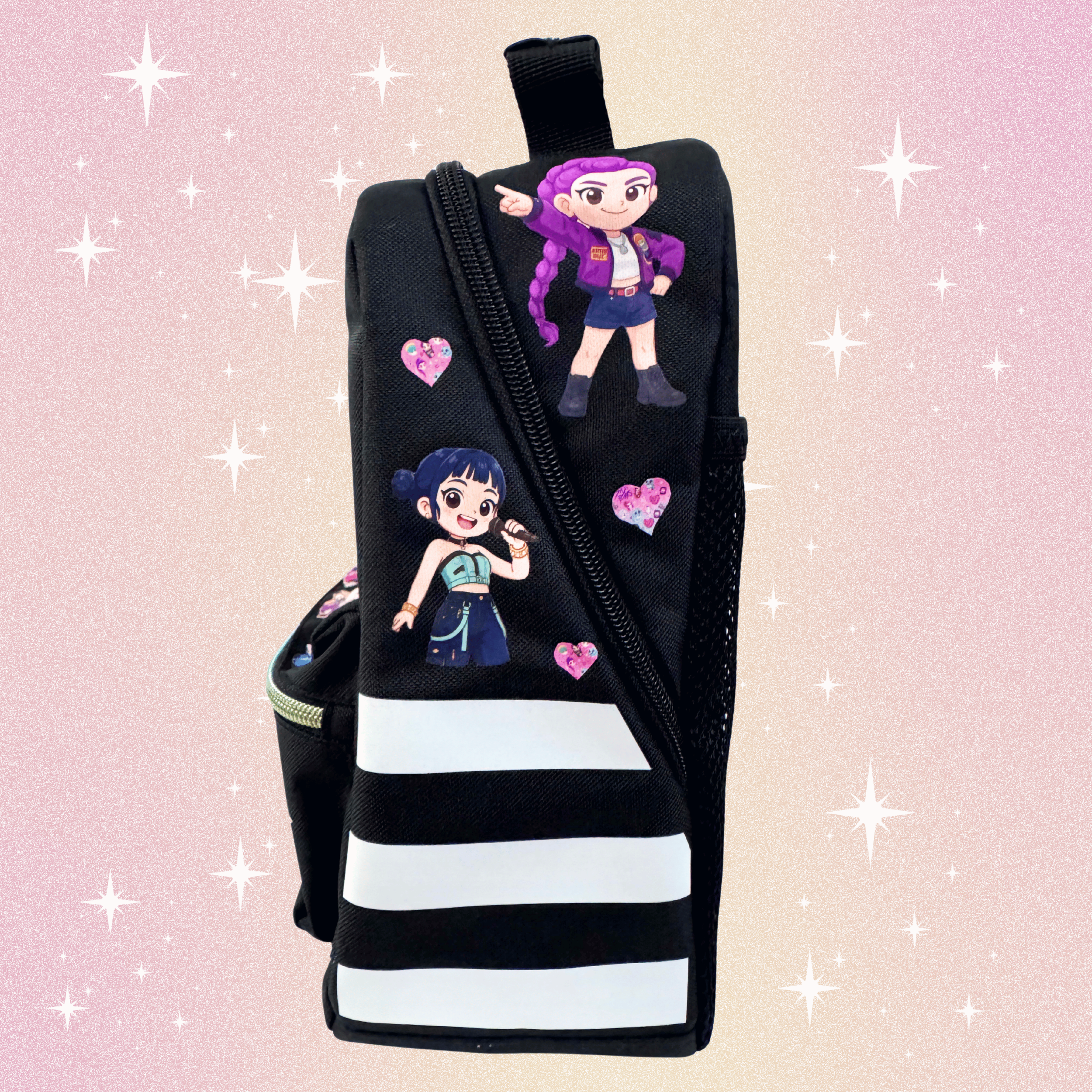 Personalized Huntrix Adidas kids lunch bag with name, K-pop Demon Hunters inspired design, insulated school lunch bag for kids