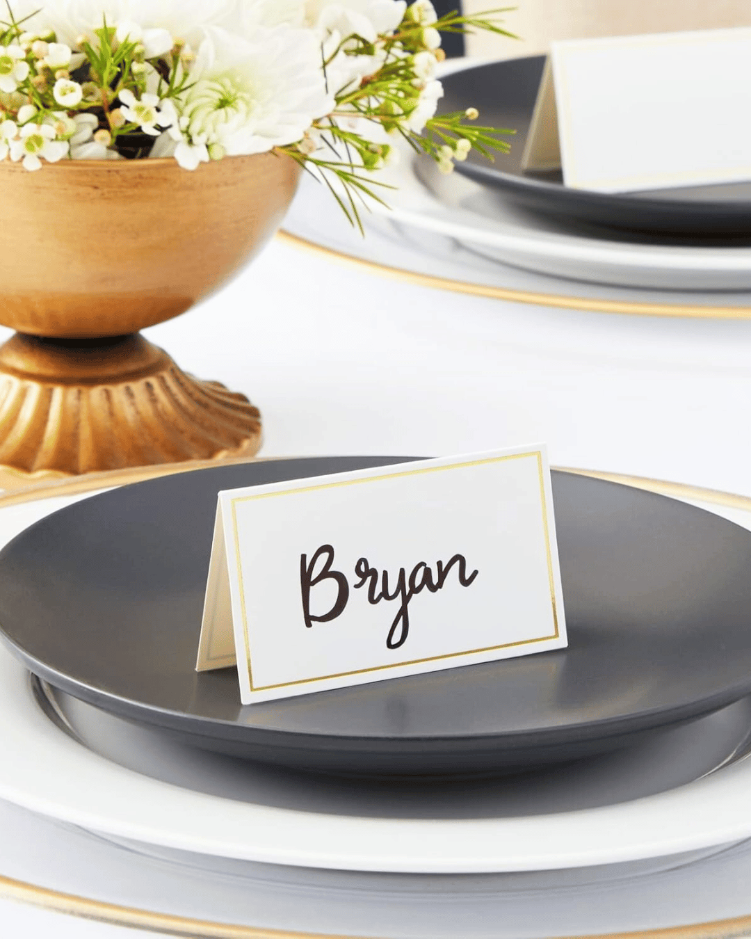 White and Gold Paper Place Cards
