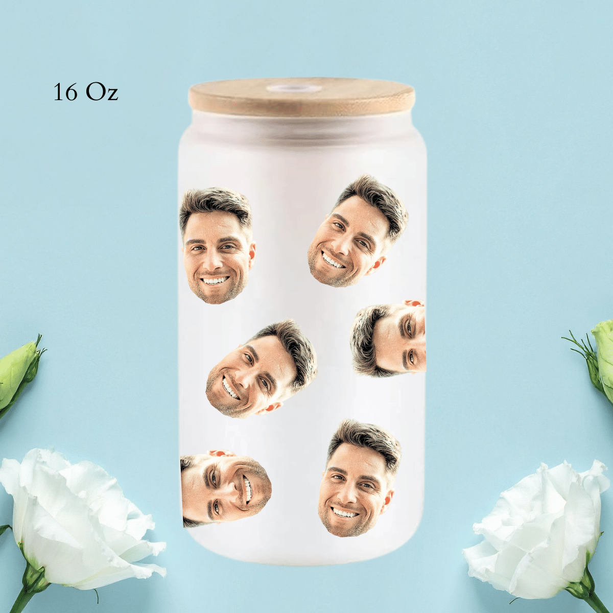 Personalized Face Glass Tumbler | Custom Photo Cup