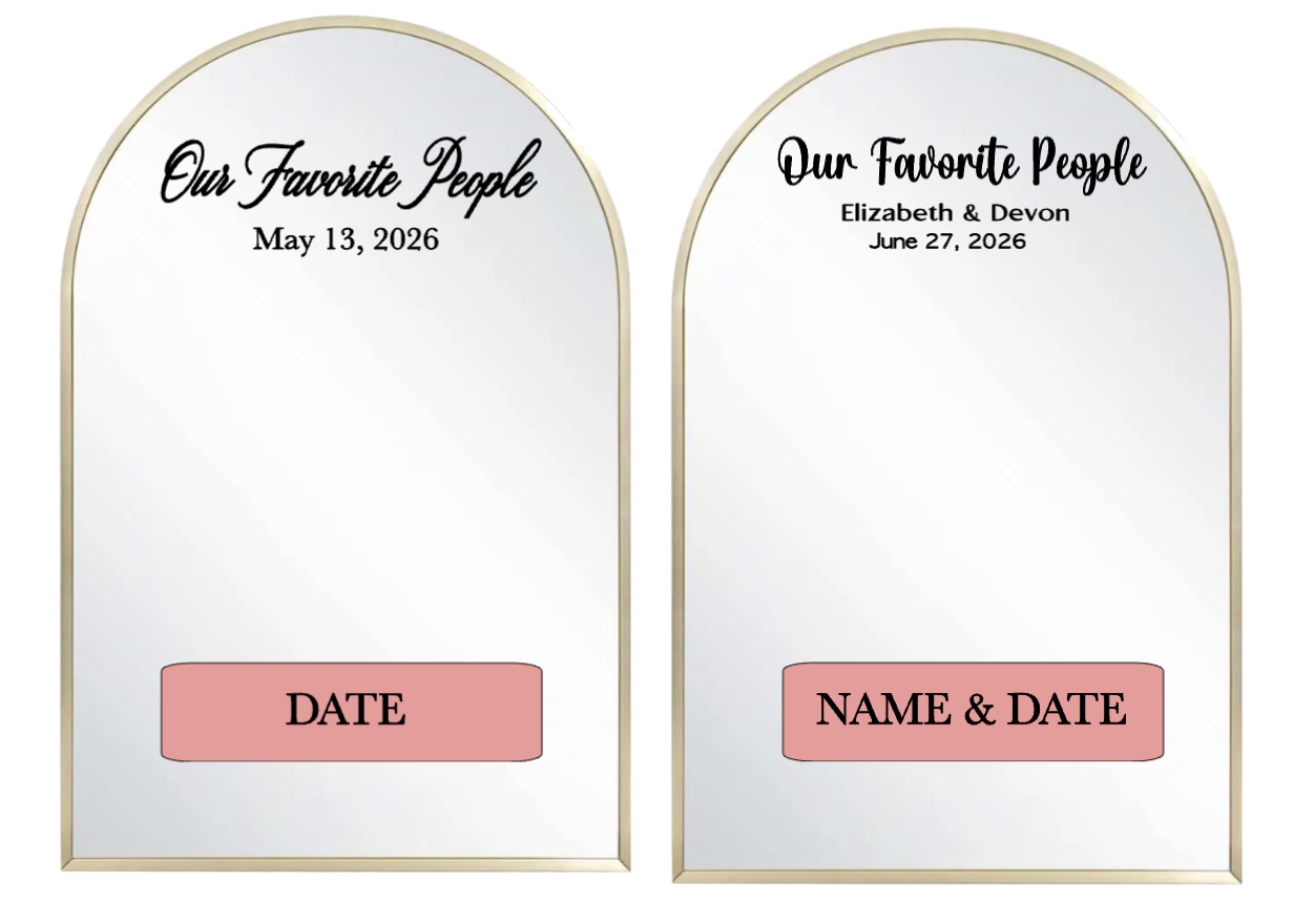 Custom Mirror arch seating chart sign for wedding reception display