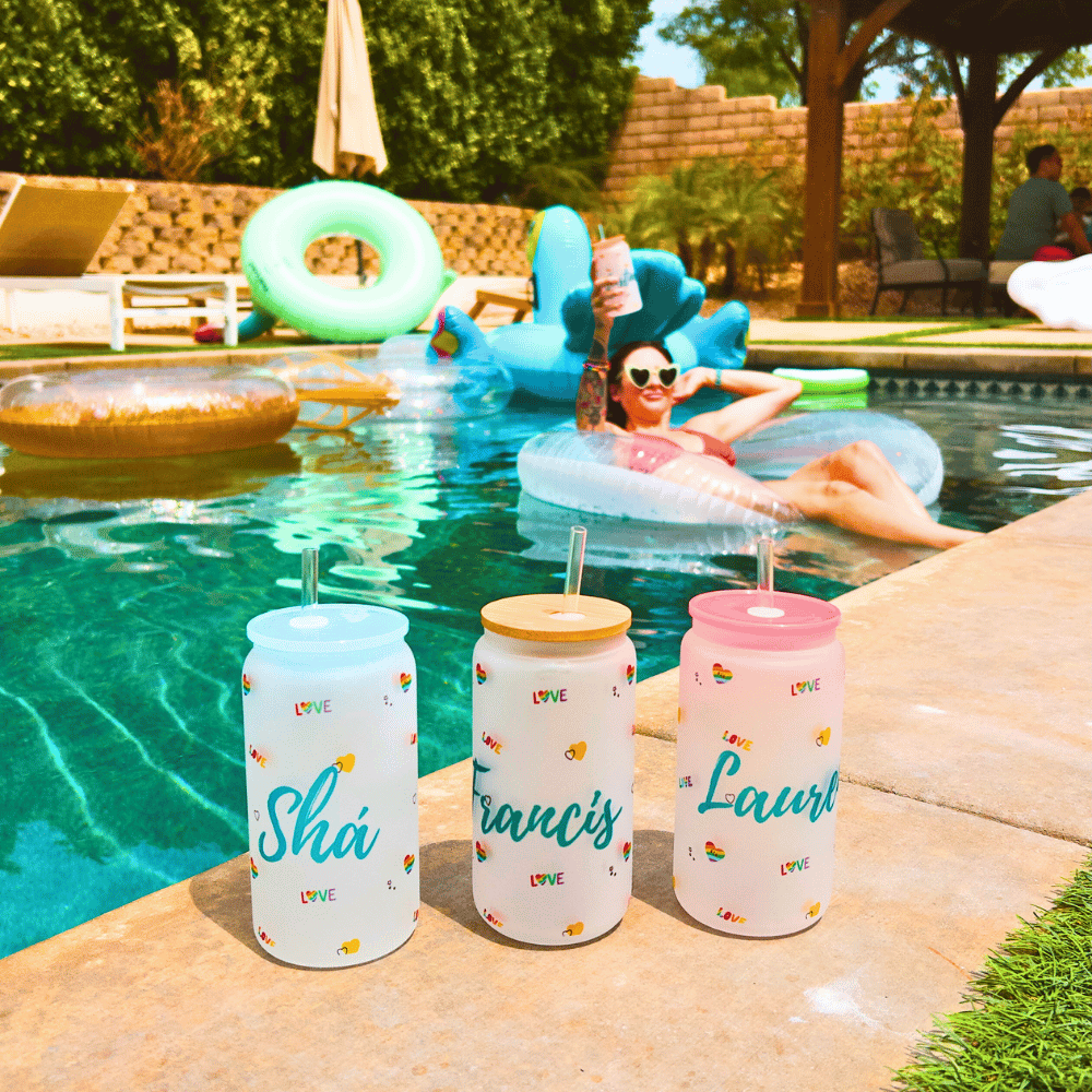 Personalized Rainbow Pride Theme Glass Tumblers | LGBTQ+