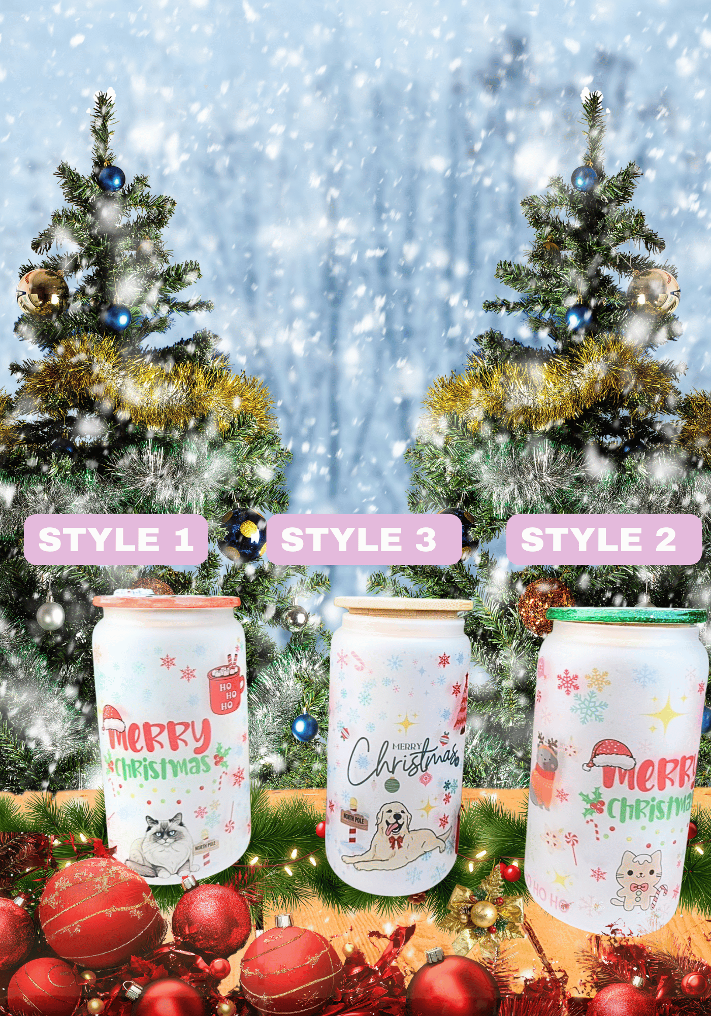 Christmas Glass Tumblers