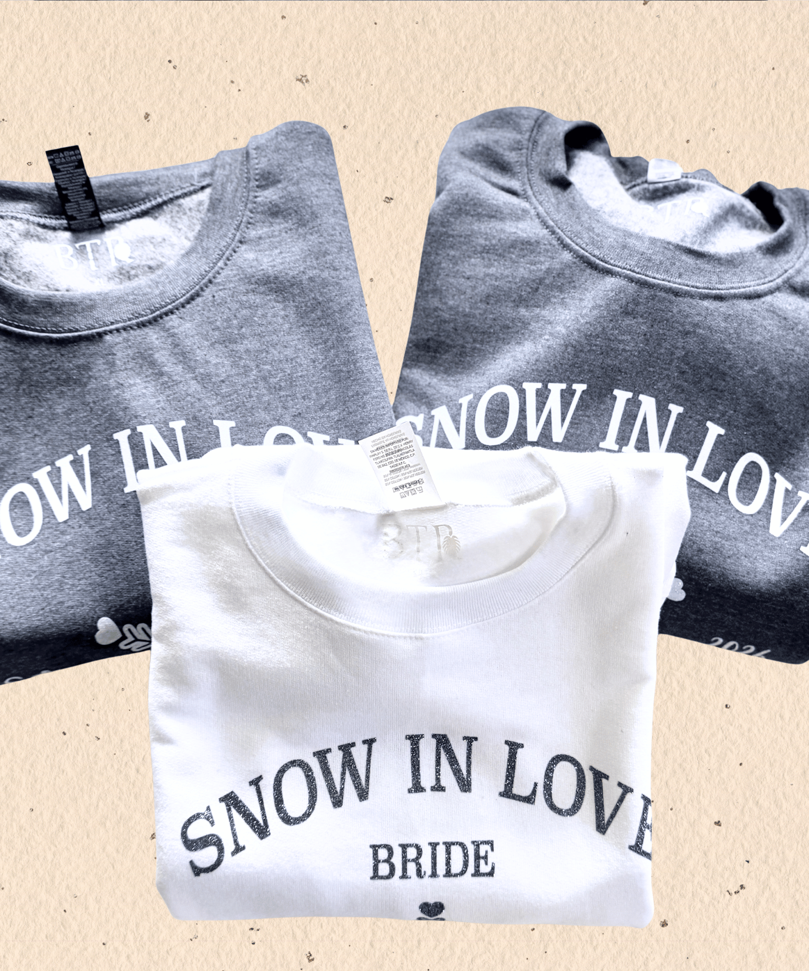 Snow In Love winter bachelorette sweatshirt, cozy unisex bride and bridal party crewneck for ski trip and snowy bach weekend