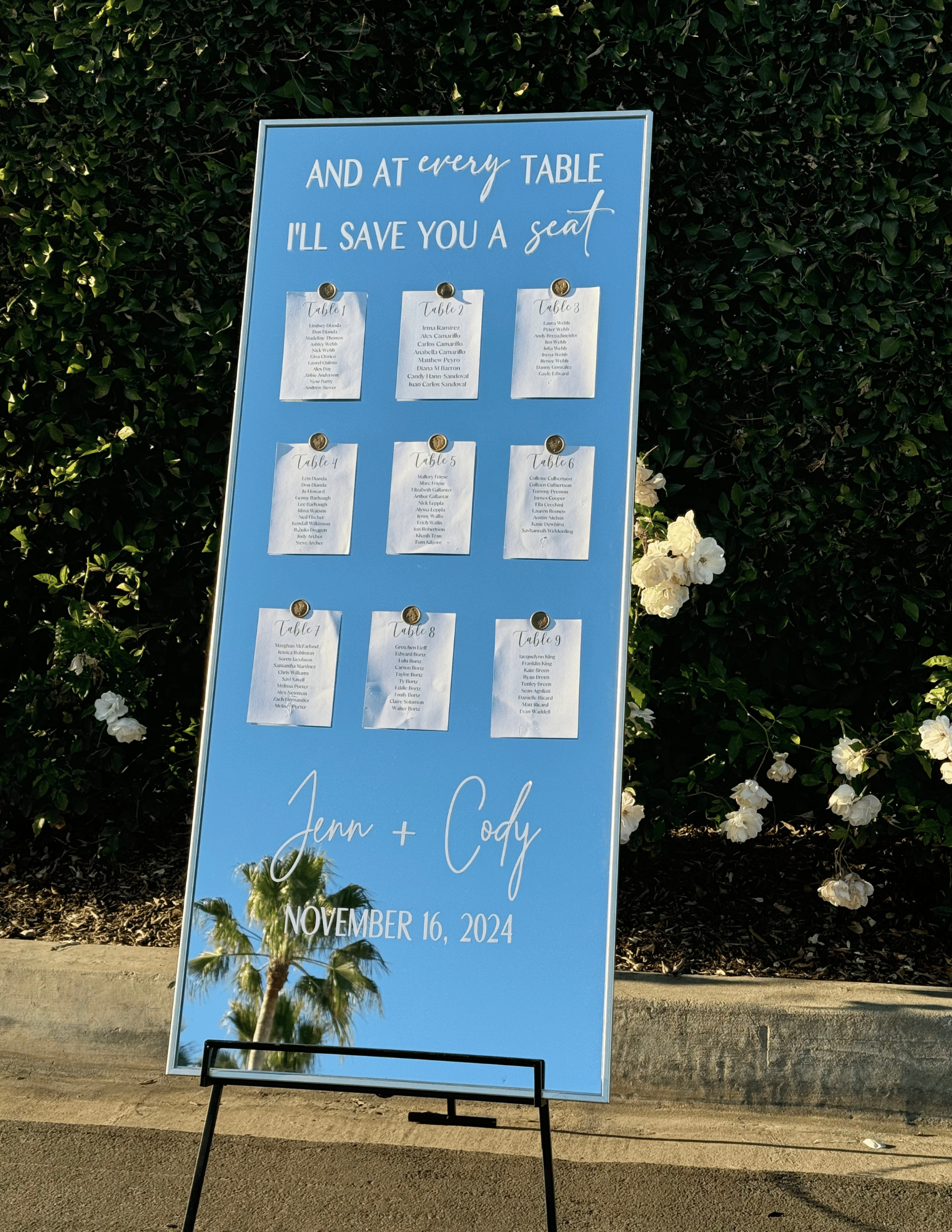 At Every Table I'll Save You A Seat Mirror Seating Chart