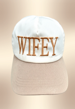 Embroidered Wifey baseball cap for brides and newlyweds