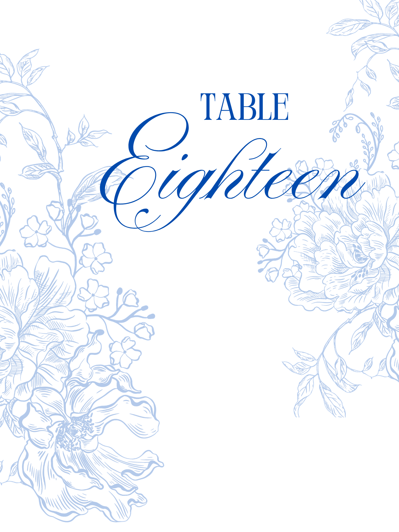 Blue Garden wedding table numbers with wooden holders, premium cardstock reception table numbers for garden weddings.