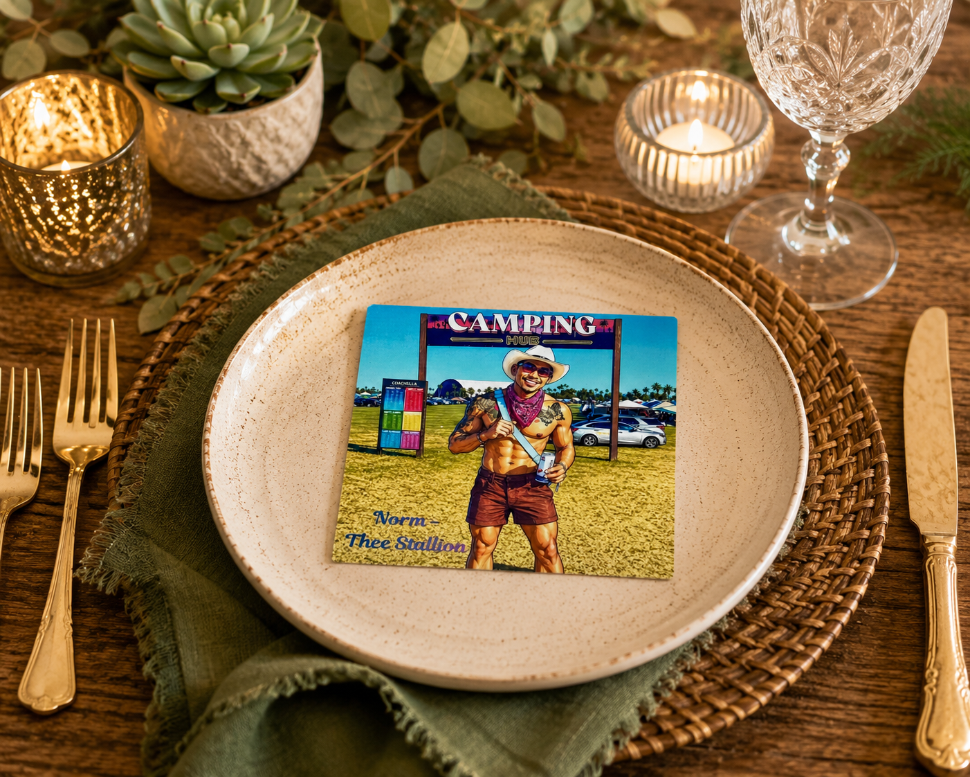 Personalized wedding photo magnet place card and guest favor.