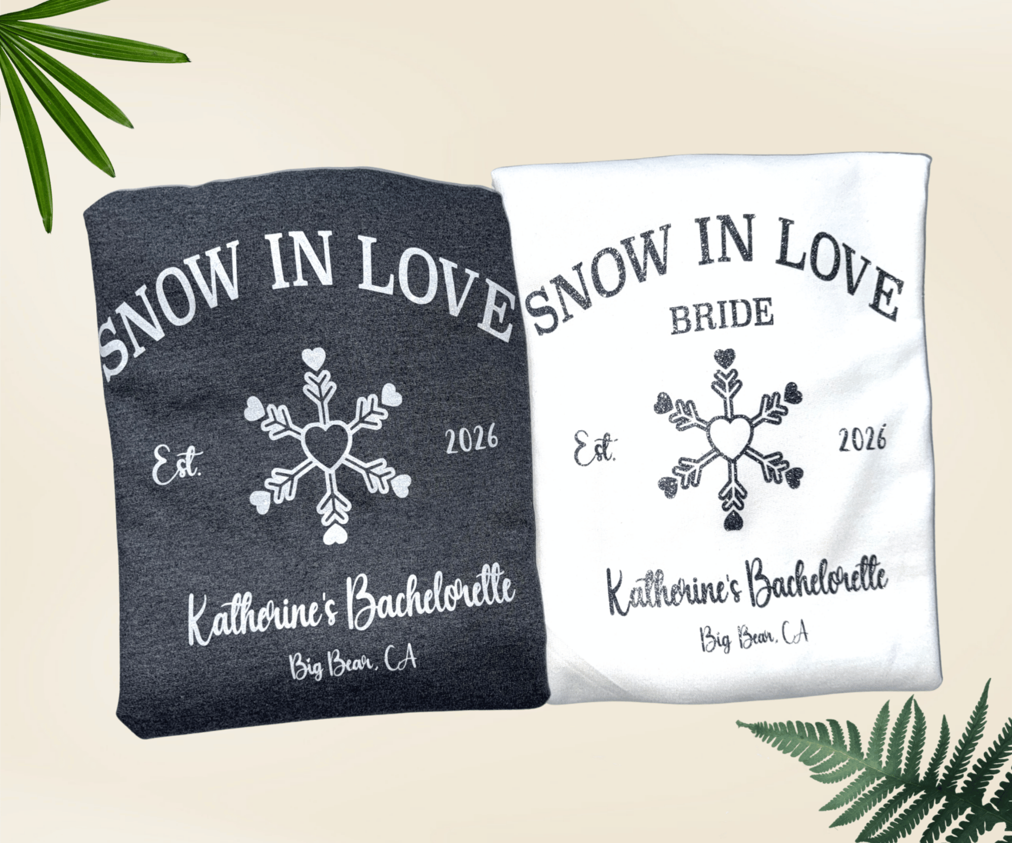 Snow In Love winter bachelorette sweatshirt, cozy unisex bride and bridal party crewneck for ski trip and snowy bach weekend