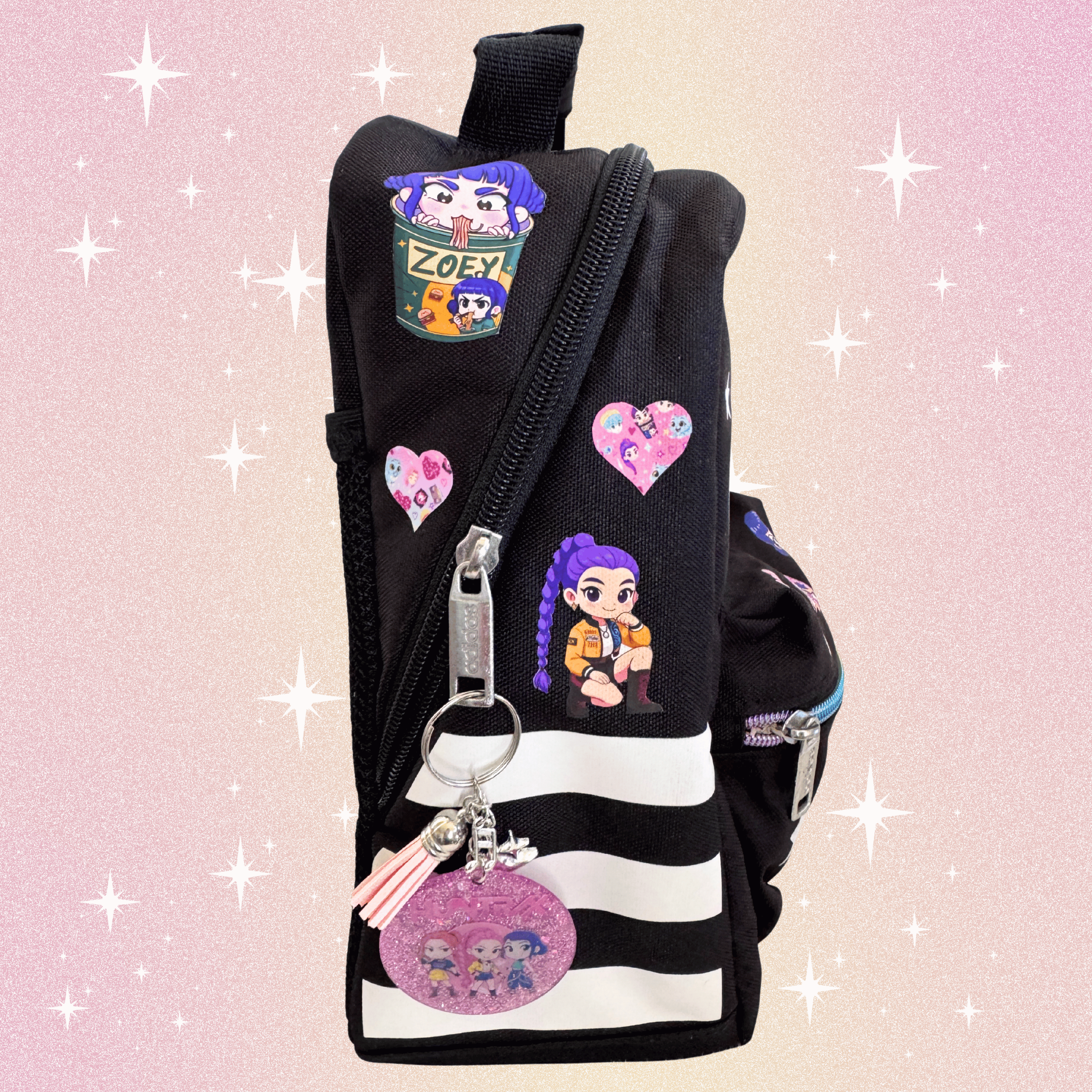 Personalized Huntrix Adidas kids lunch bag with name, K-pop Demon Hunters inspired design, insulated school lunch bag for kids