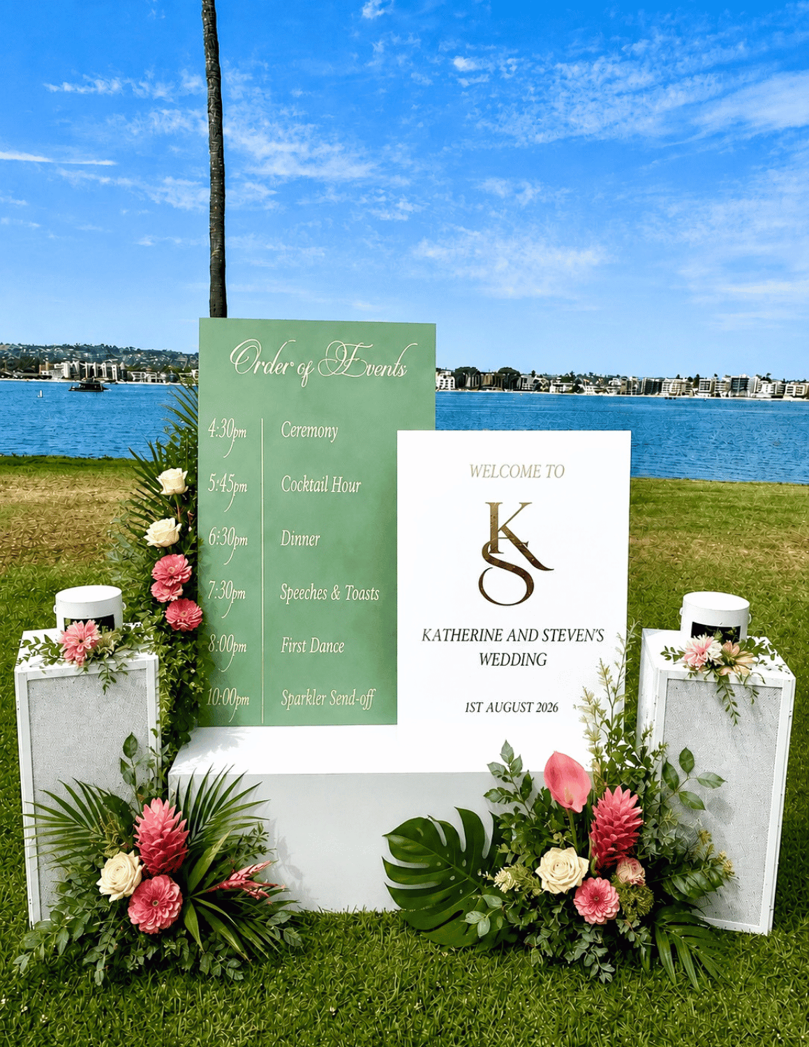 Dual Board Wood Wedding Welcome Sign 
