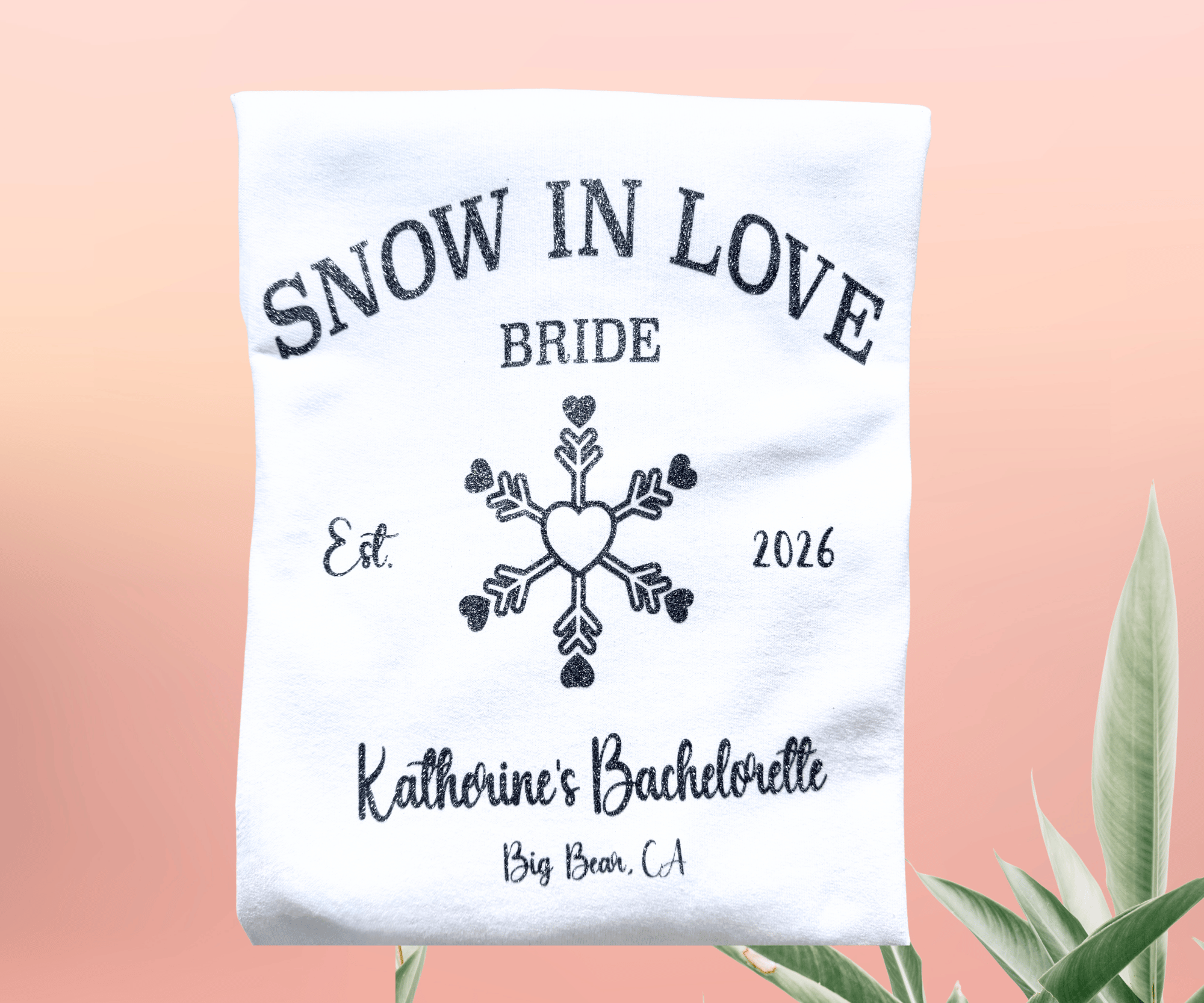 Bride Snow In Love winter bachelorette sweatshirt, cozy unisex bride and bridal party crewneck for ski trip and snowy bach weekend