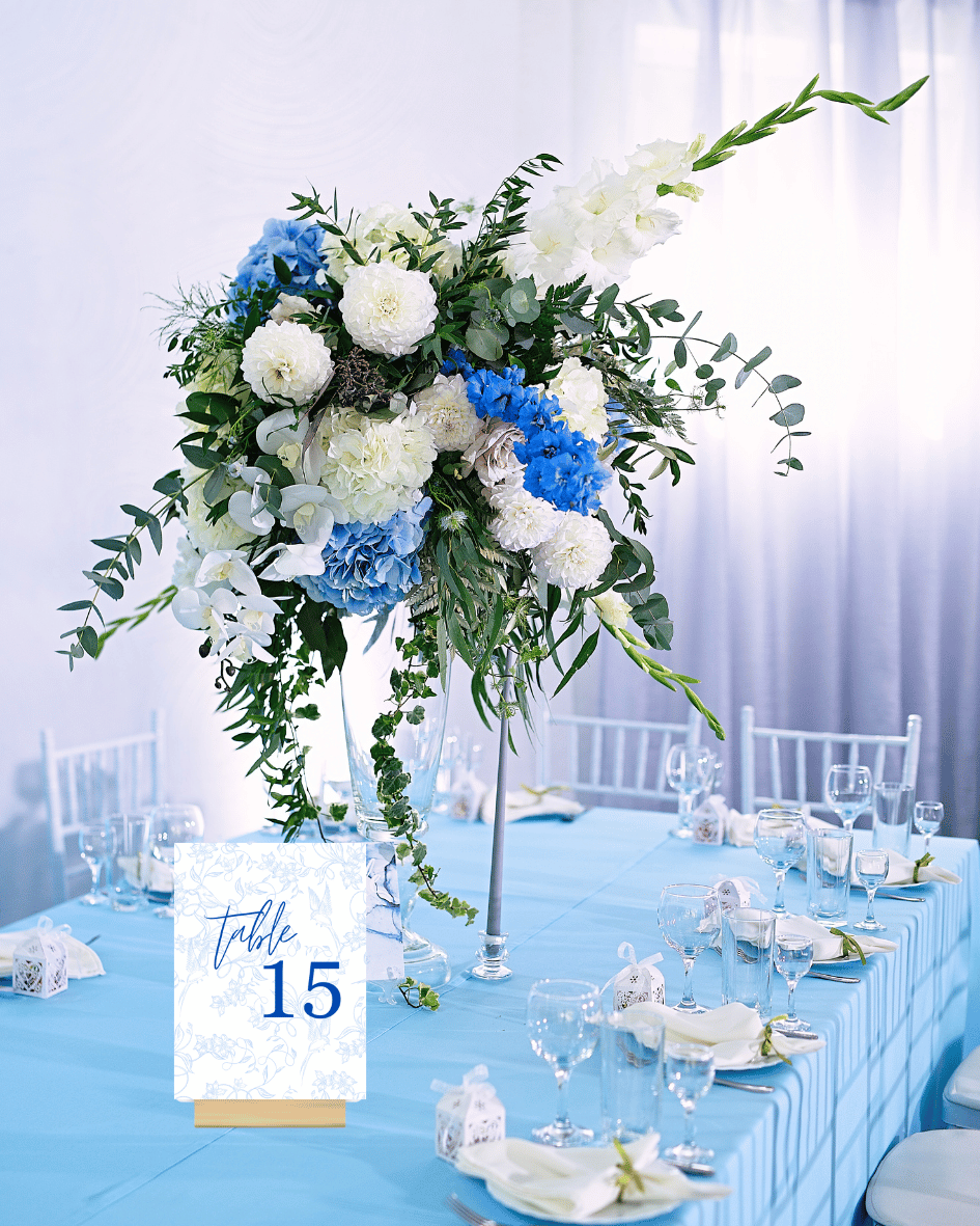 Blue Bird Garden Table Numbers with Wood Holders