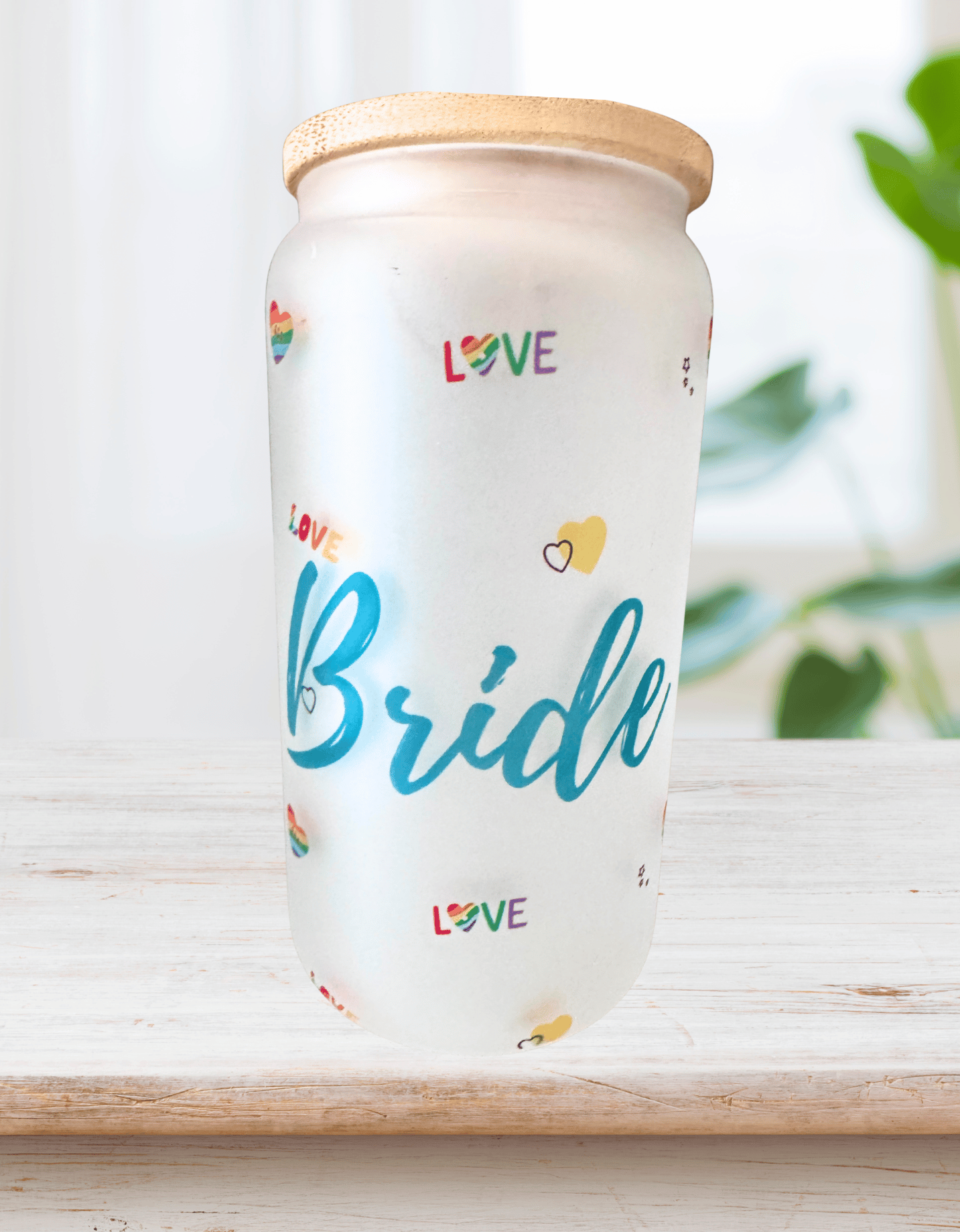 Personalized Bride Pride glass tumblers for bachelorette parties and celebrations in San Diego.