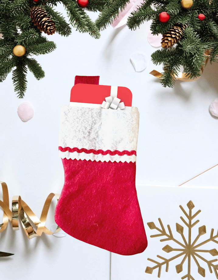 Personalized mini Christmas stocking gift card holder with custom namepng