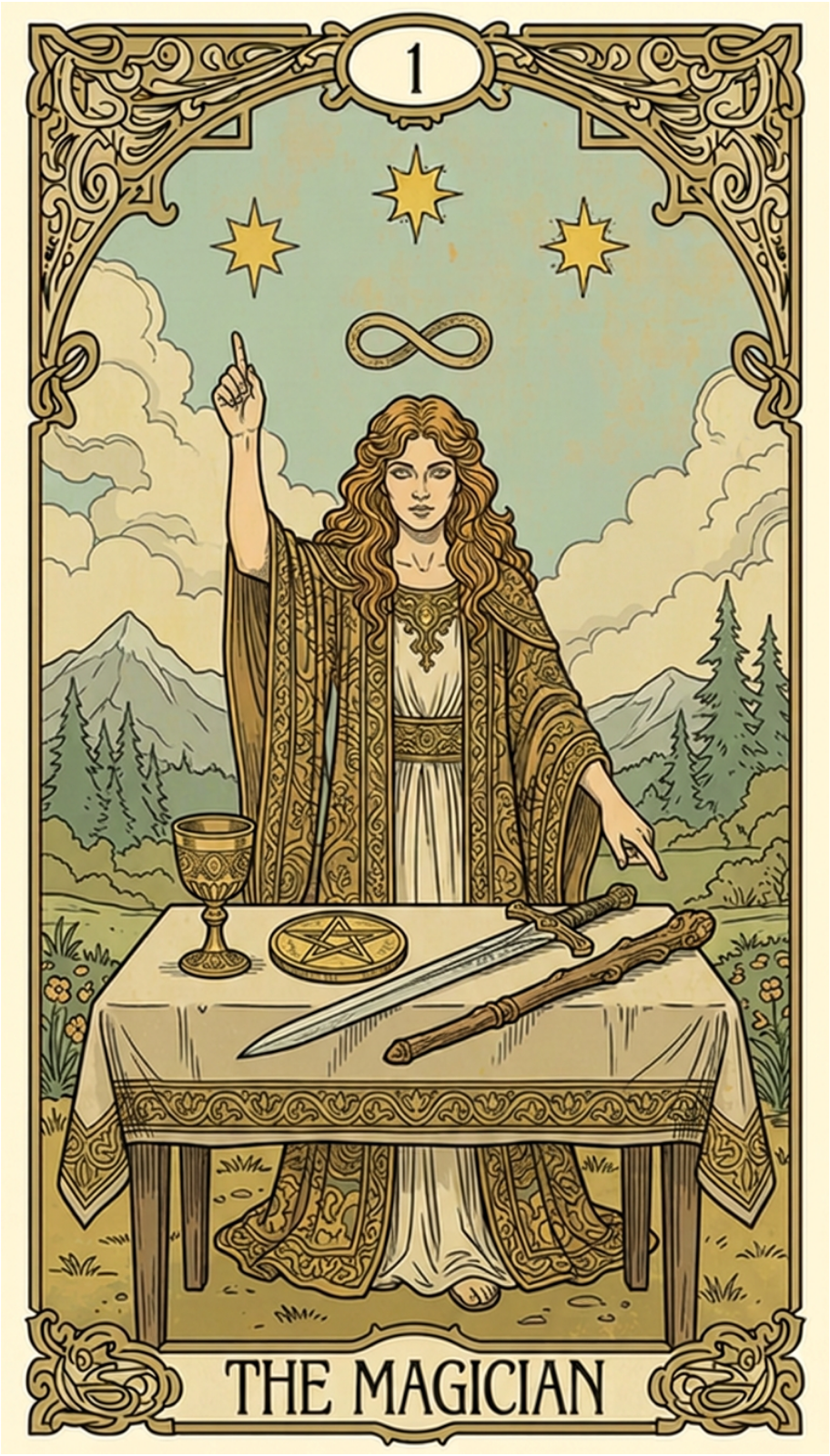 Magician Tarot Card with client testimonial "Vanessa is a master at weaving the math of astrology with intuition; offering a reading that blows astrology apps and online general horoscopes out of the water."