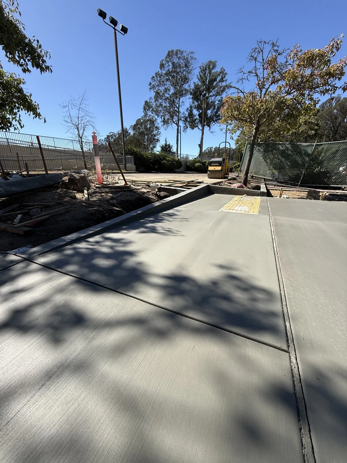 Concrete walkway approach with a detectable warning panel, built to ADA slope tolerances