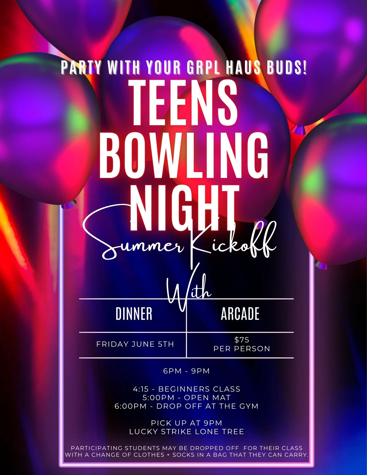 SOLD OUT Teen Bowling Night 