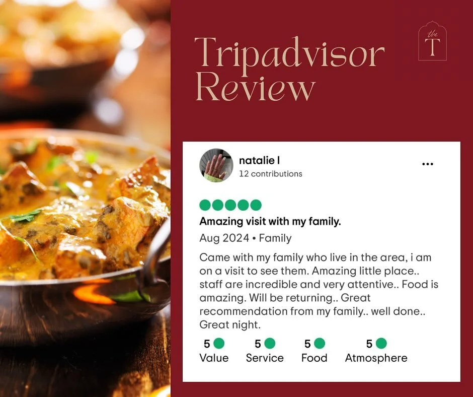 🌟 A huge thank you to Natalie for the amazing review on TripAdvisor! We&rsquo;re thrilled you enjoyed your meal at The Tandoori. If you loved your experience, we&rsquo;d appreciate your thoughts on TripAdvisor or Google! ❤️🍽️