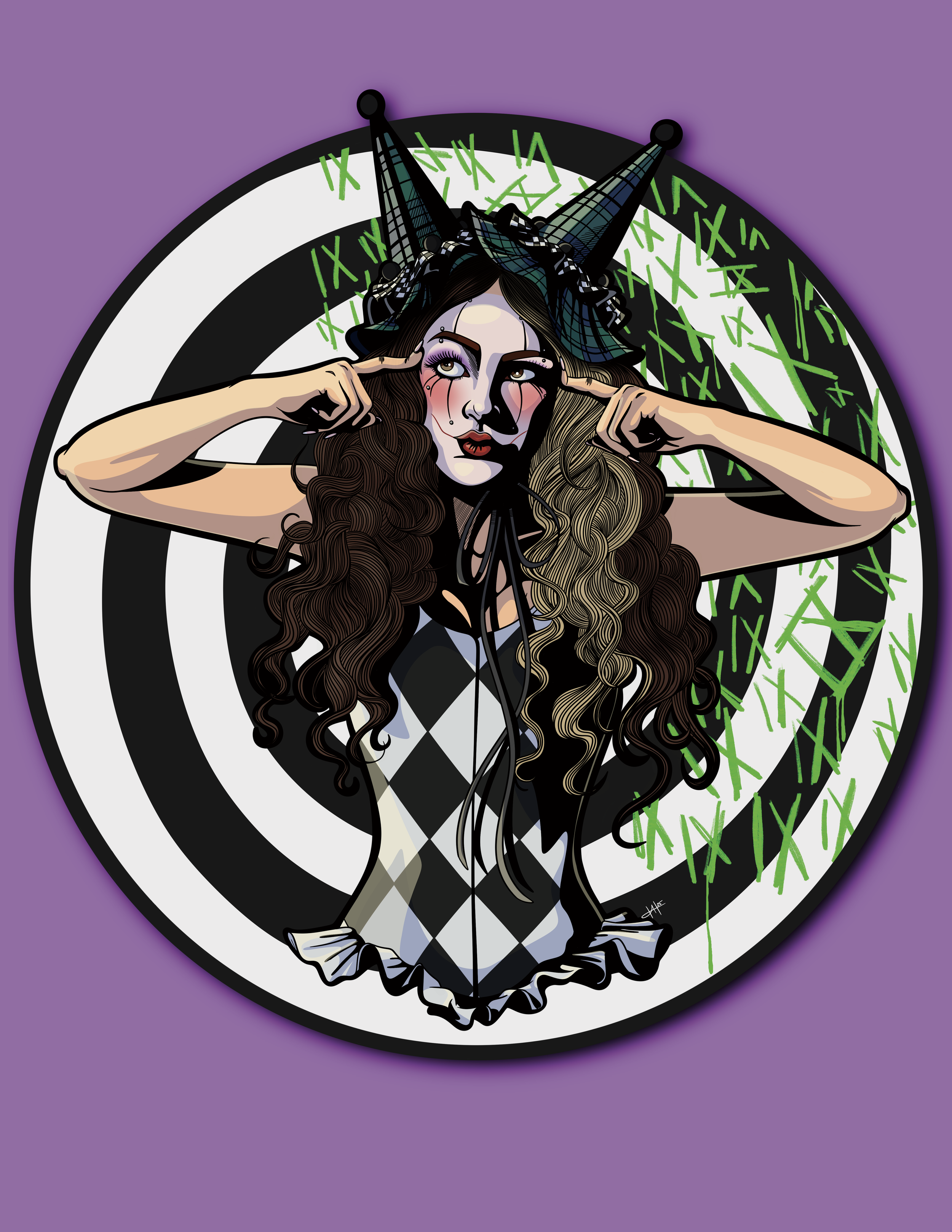 Nadia Harlequin Clown Sticker