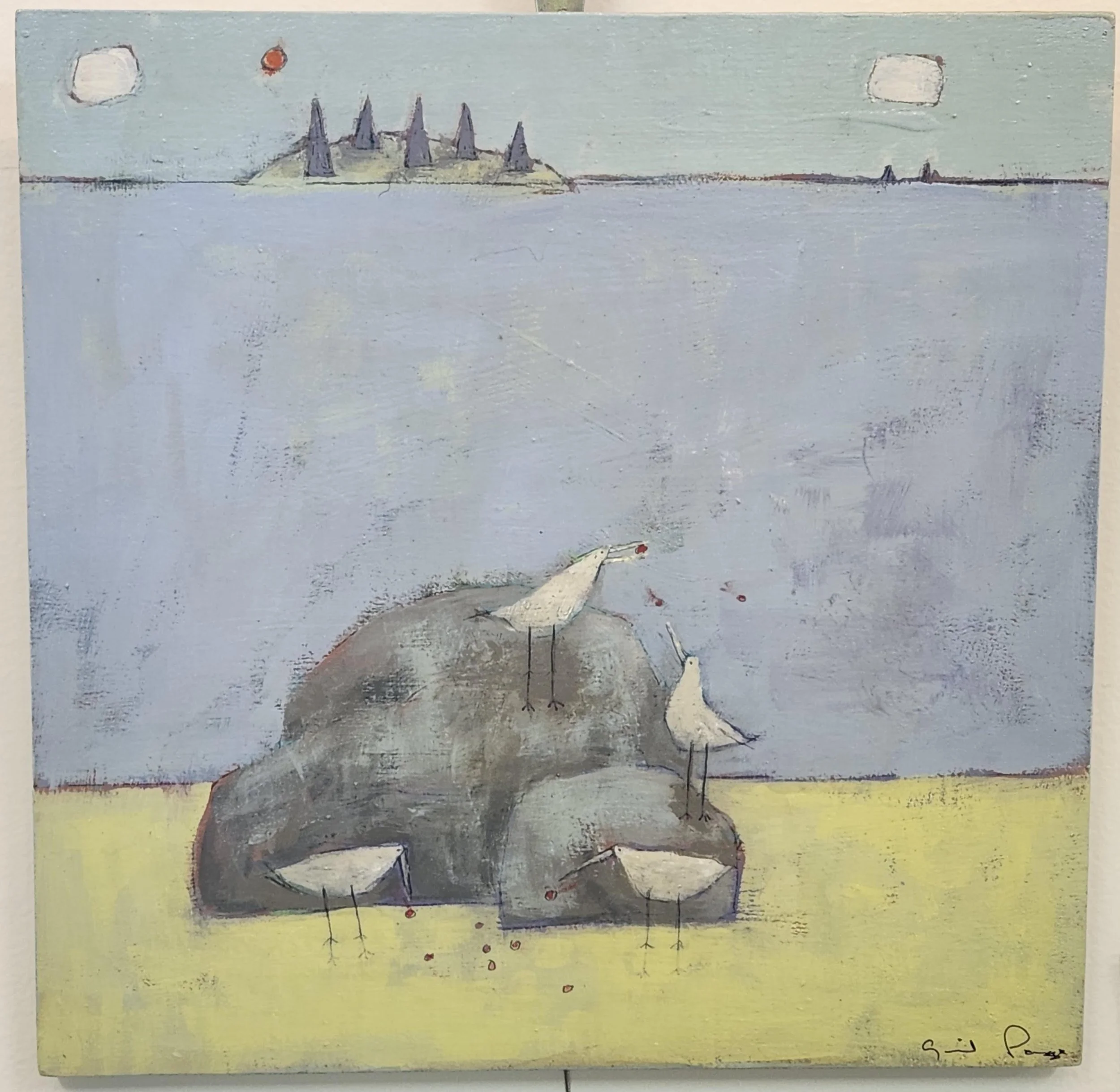 Gail Page - Birds Spitting Cherries - $825
