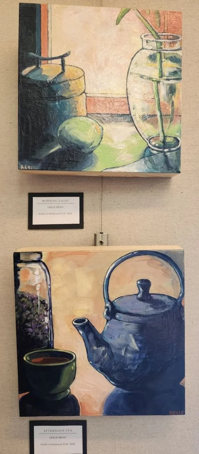 Leslie Bevis
Top: Morning Light - $225
Bottom: Afternoon Tea - $225
