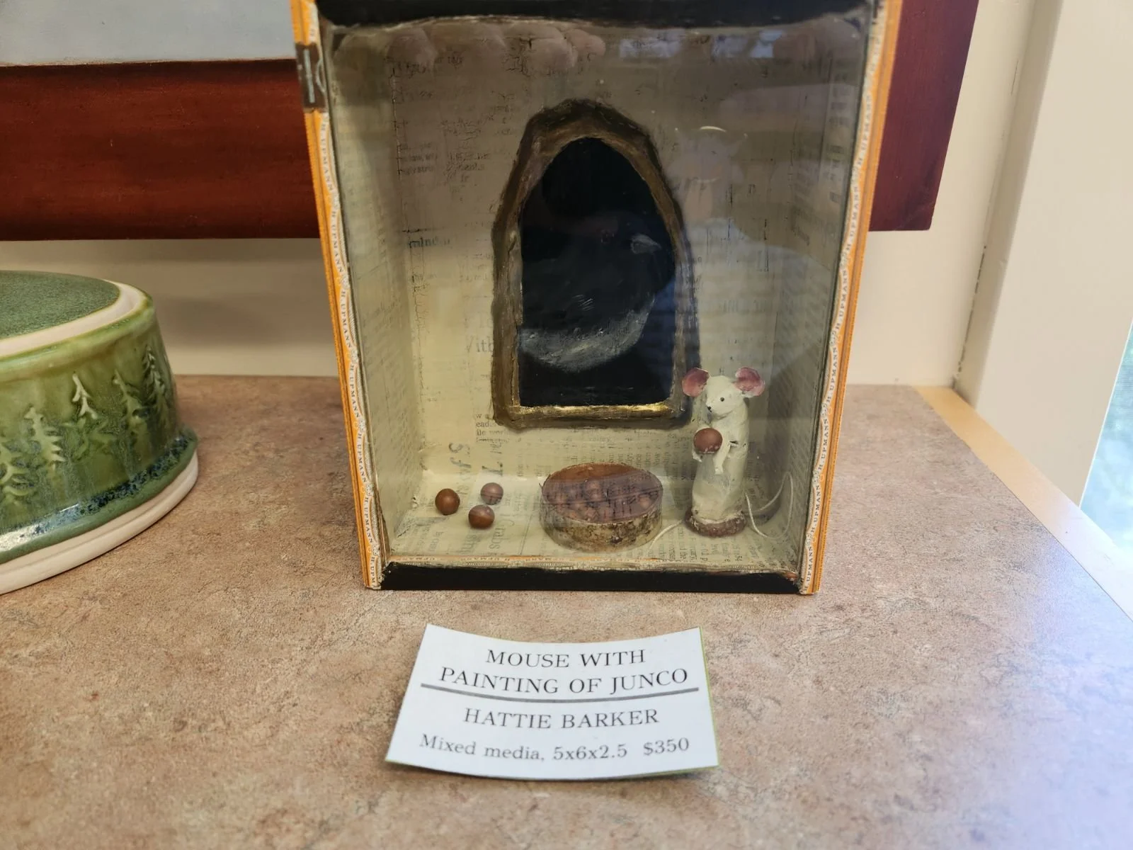 Hattie Barker - Mouse with Painting of Junco - $350