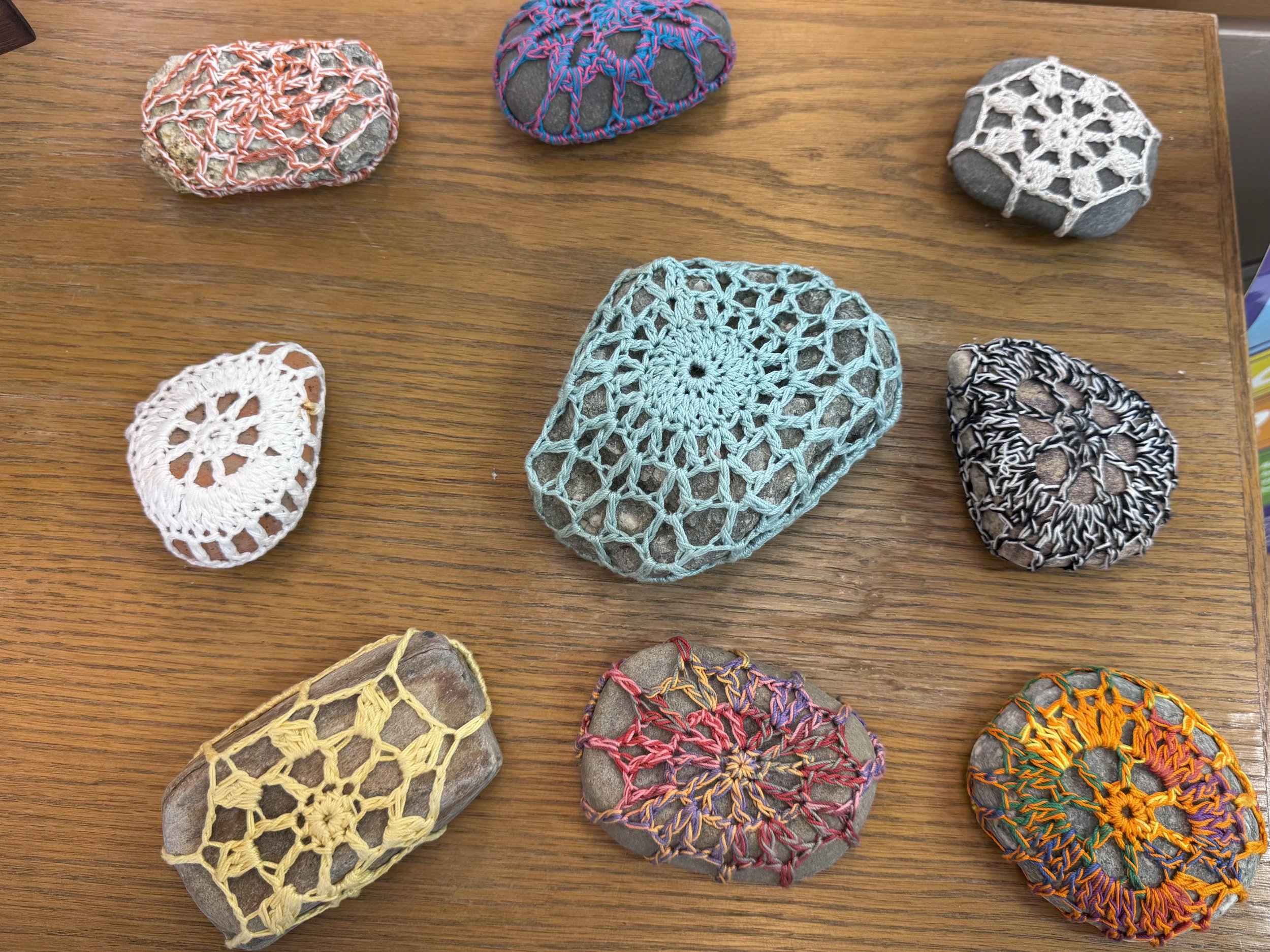 Marie Mitchell - Rocks with crotchet - $10 each