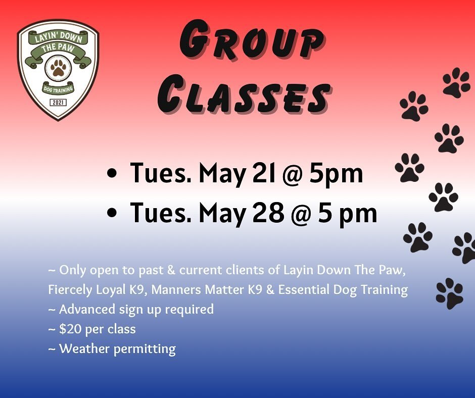 🇺🇸 May Group Classes 🌸 
(☀️ Weather permitting ☀️)

*Tuesday May 21 at 5pm
*Tuesday May 28 at 5pm

*Still ONLY $20 per class (cause it&rsquo;s my birthday month 🥳)
*Only open to former and current clients 
*Advanced sign up required 
*Contact LDT