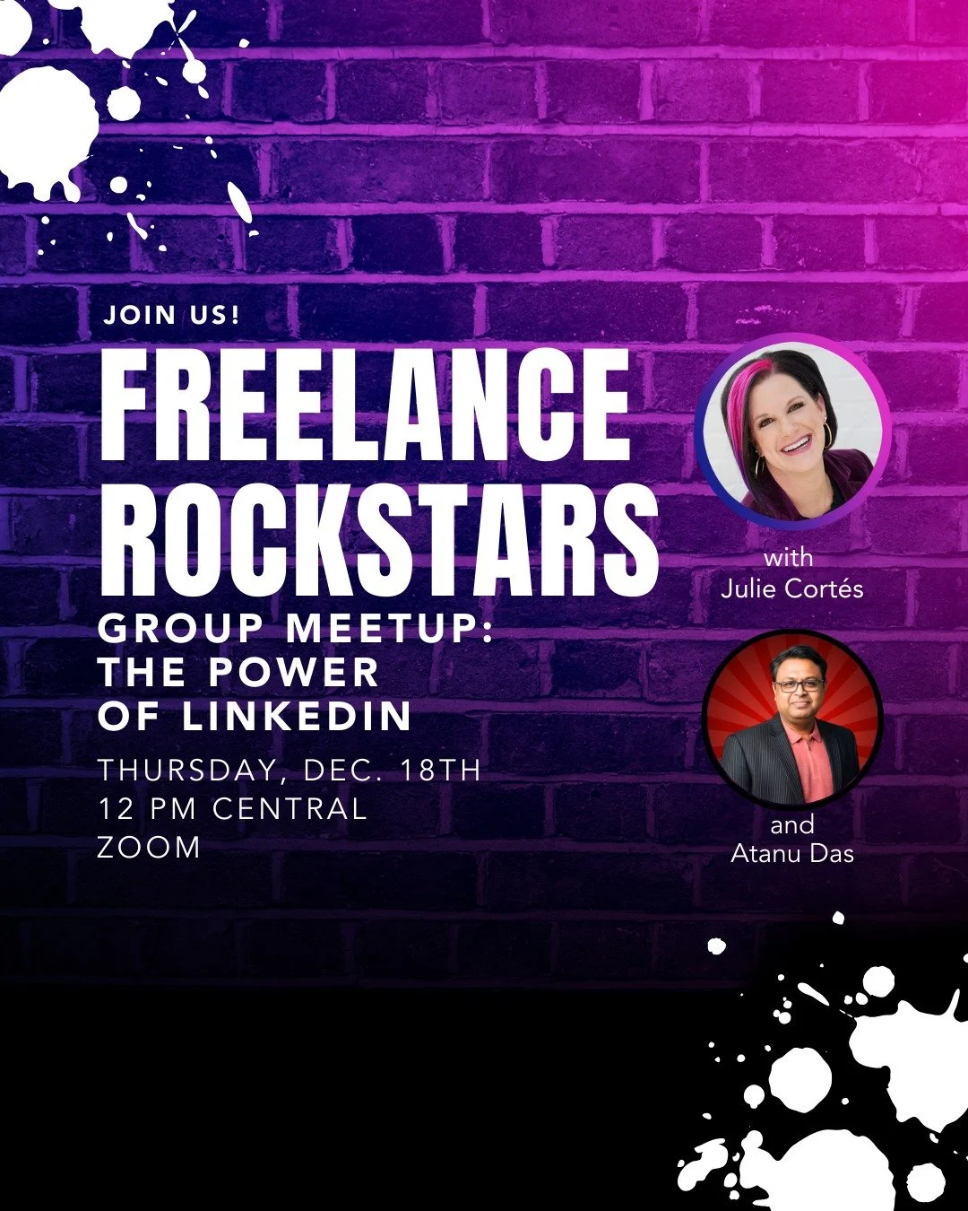 🔥 Next Freelance Rockstars Meetup: The Power of LinkedIn!
Dec. 18 &bull; 12 PM CT &bull; Zoom

If LinkedIn feels like a black hole, this one&rsquo;s for you. We&rsquo;re bringing in @digitally_atanu, the freelance dynamo who grew his LI following to