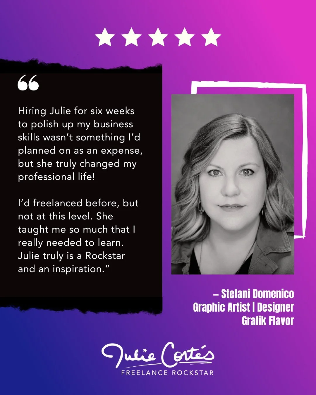 #ThrowbackThursday 🤘

Back in 2020, Stefani became one of my first coaching clients. And, like a lot of freelancers, she wasn&rsquo;t planning to invest in coaching. It felt risky, maybe even indulgent.

Six weeks later? Everything changed.

She did