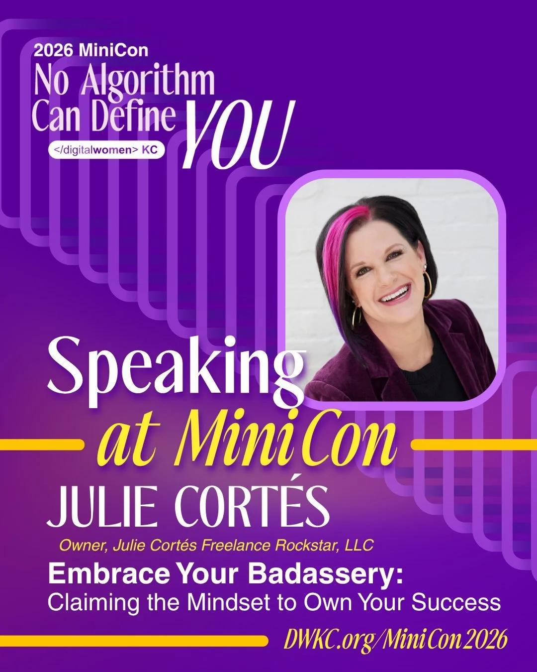 🎉 Two weeks from today! 

I'll be speaking at @digitalwomenkansascity's MiniCon. 

Join me September 16th for "Embrace Your Badassery: Claiming the Mindset to Own Your Success." 

Learn how to overcome self-doubt, own what makes you differ