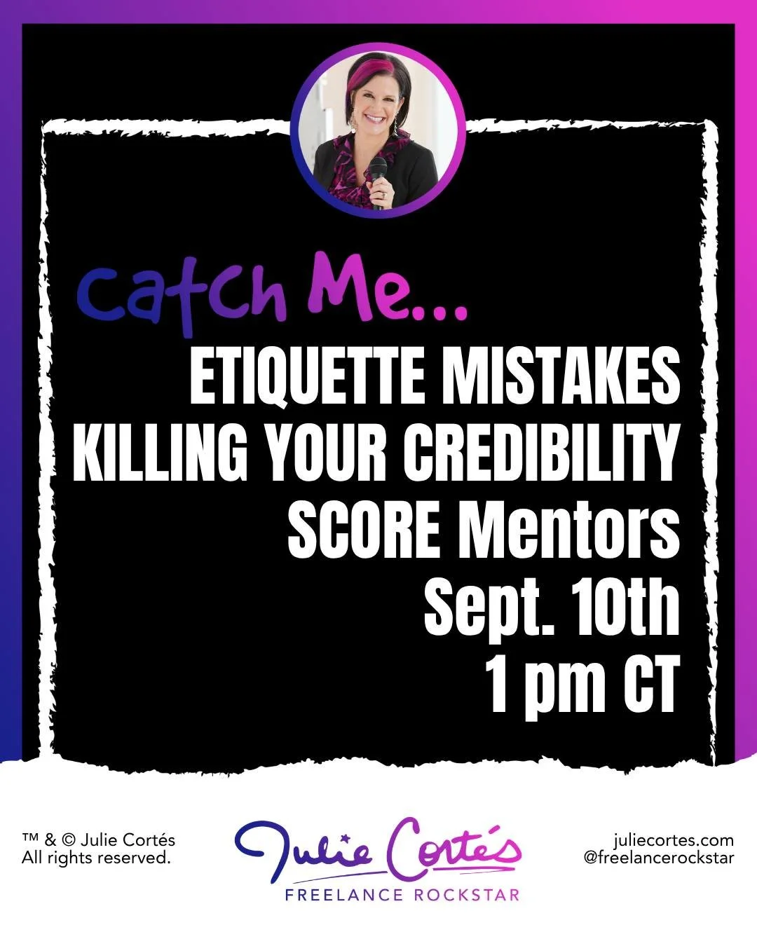 Excited to be giving this presentation once again for @score_mentors. It's definitely needed! 💯

In this comprehensive, candid, high-energy session, we&rsquo;ll uncover the common etiquette mistakes that quietly sabotage your credibility&mdash;and w