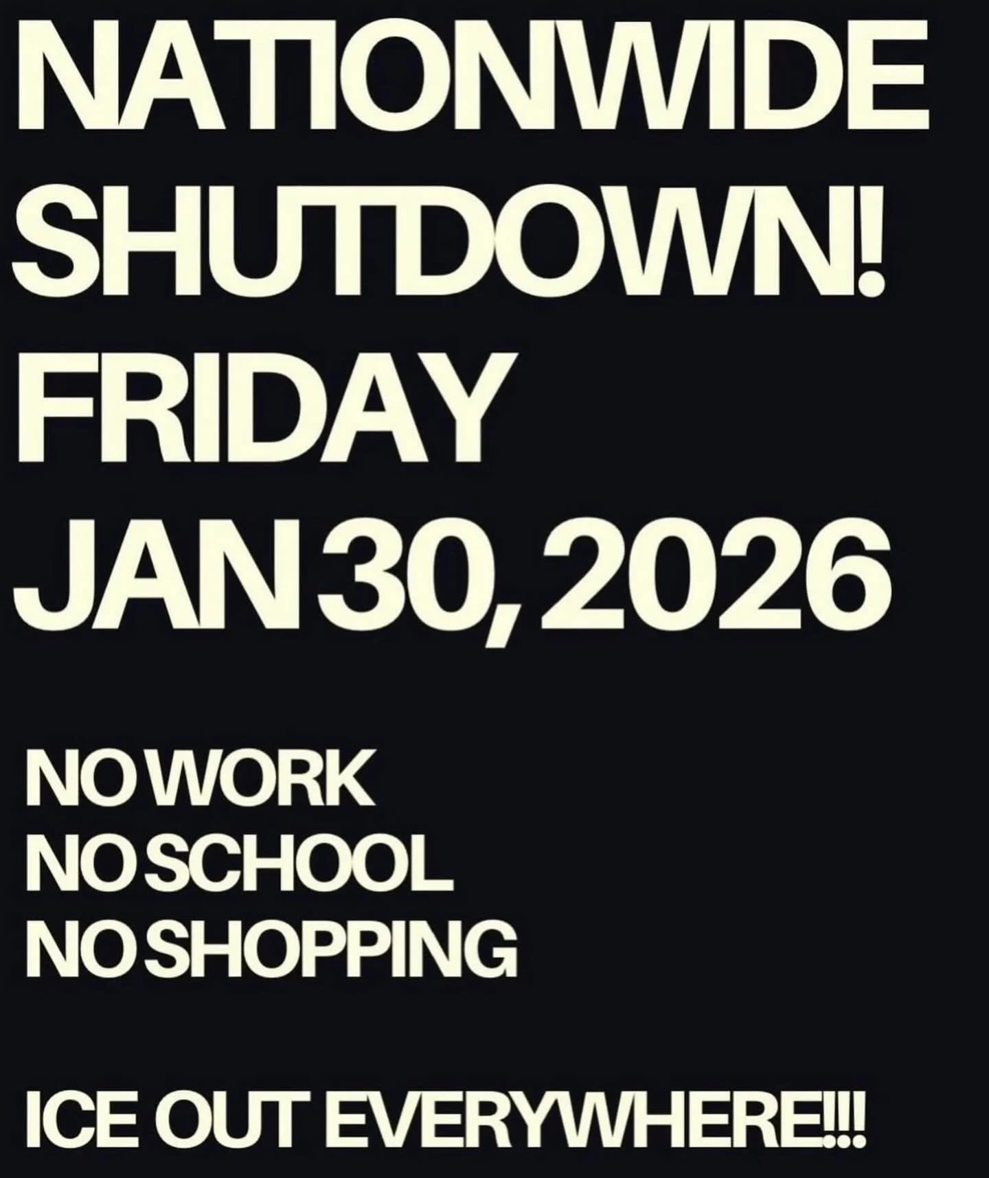 We will be closed tomorrow, January 30th in support of all who choose to fight for the rights that we are all entitled to. We encourage all to reach out to their senators and voice their opposition to anymore DHS funding, as it is already higher than