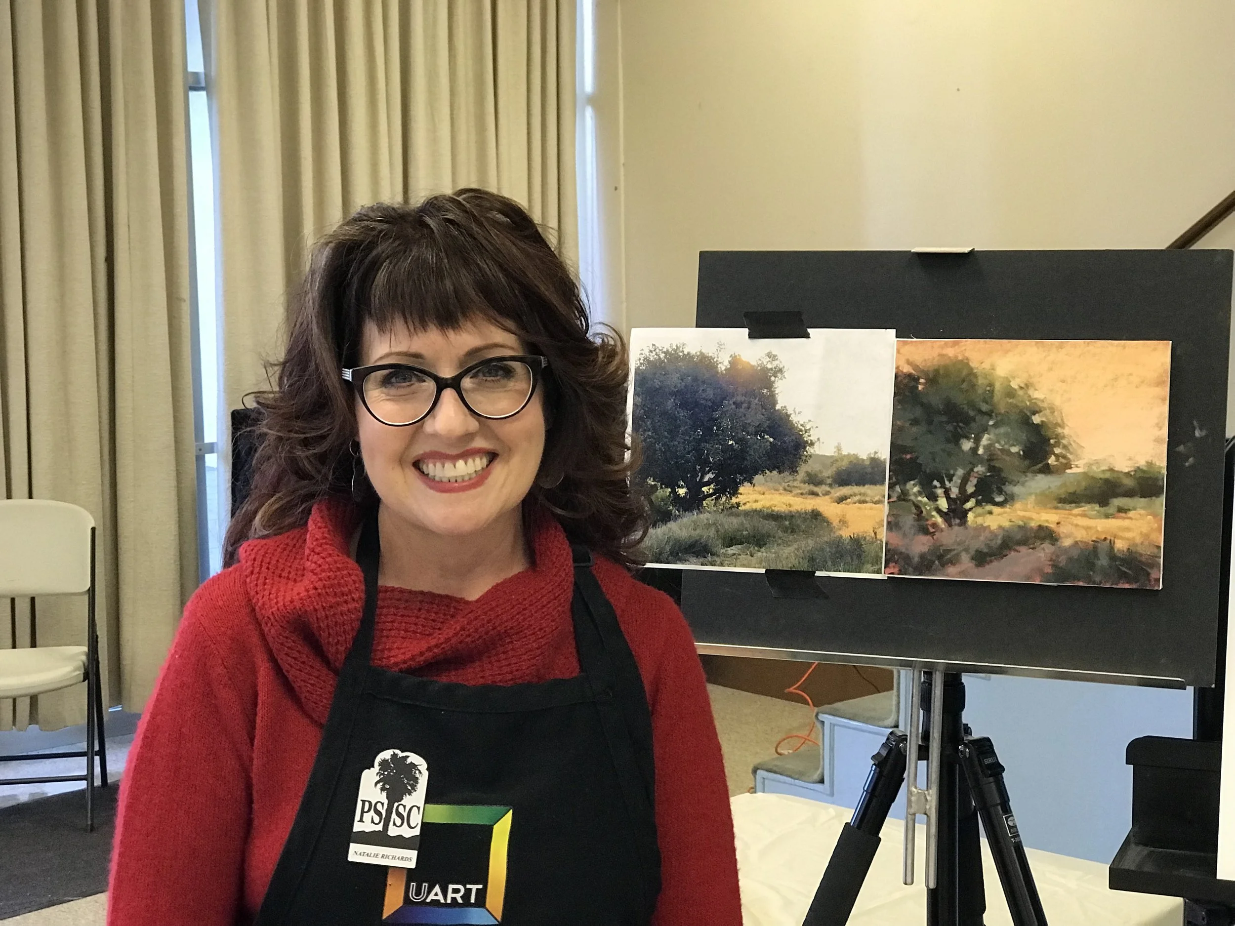 Natalie Richards with her demo pastel painting