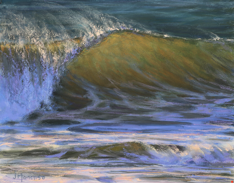 Pastel painting of ocean wave