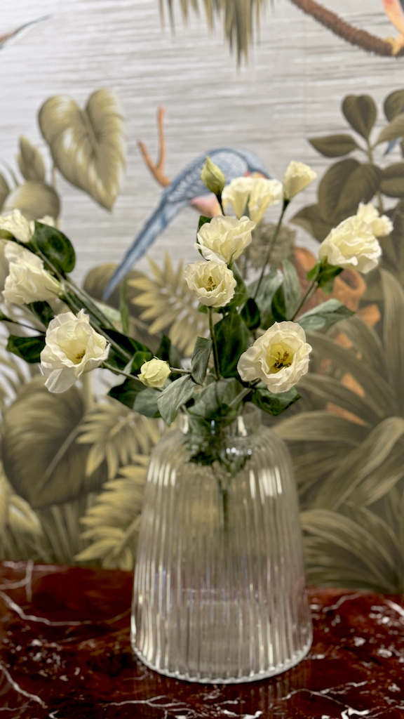 Flower vase with silk flowers photo